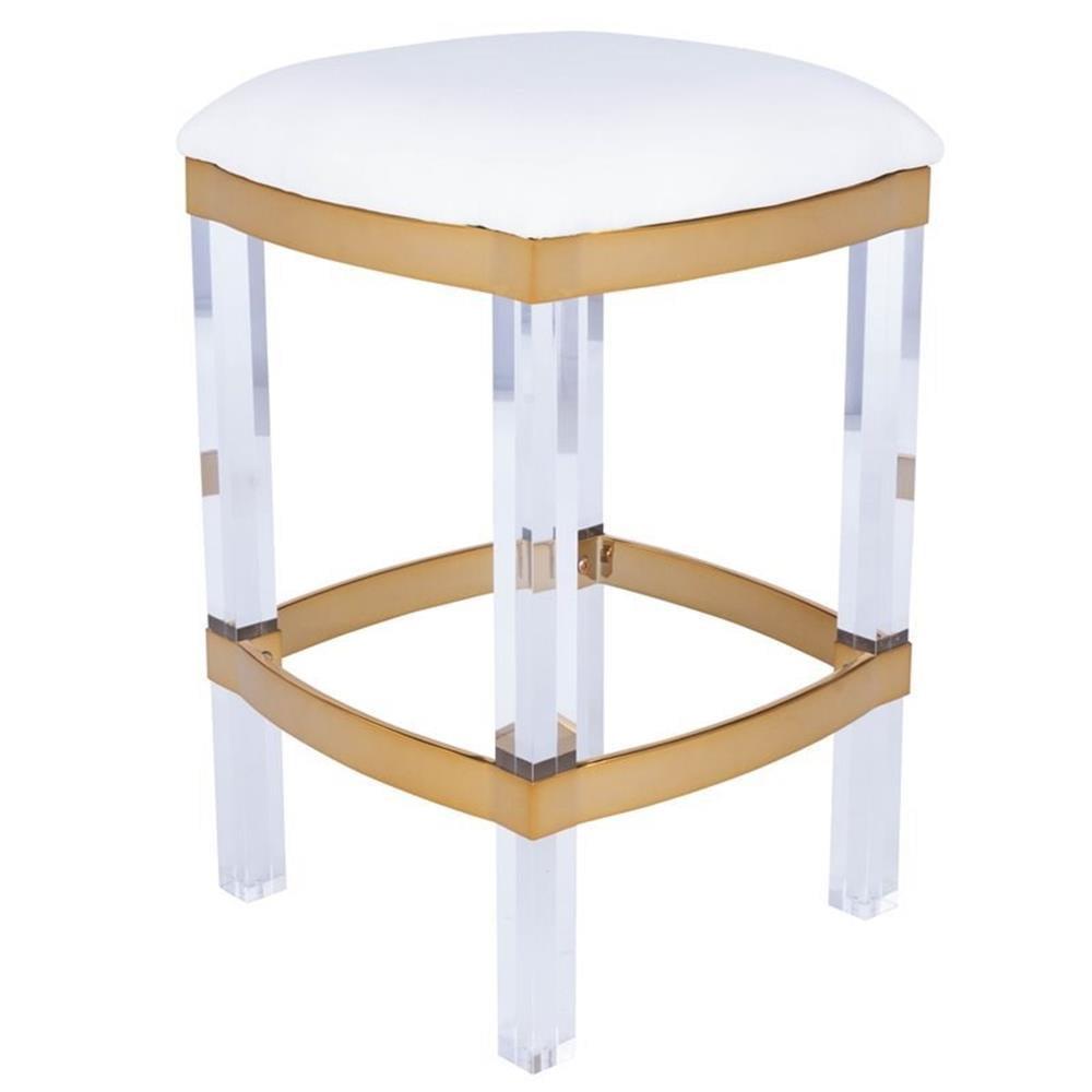 Butler Specialty Jordan Acrylic And Polished Brass Counter Stool In White