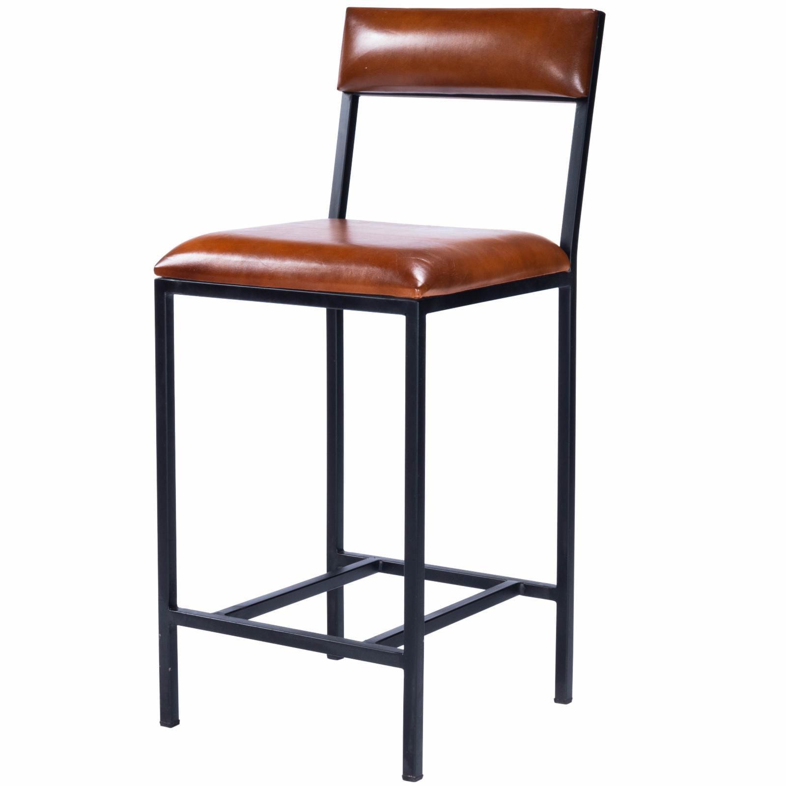 Butler Specialty Lazarus Leather & Metal Counter Stool In Brown