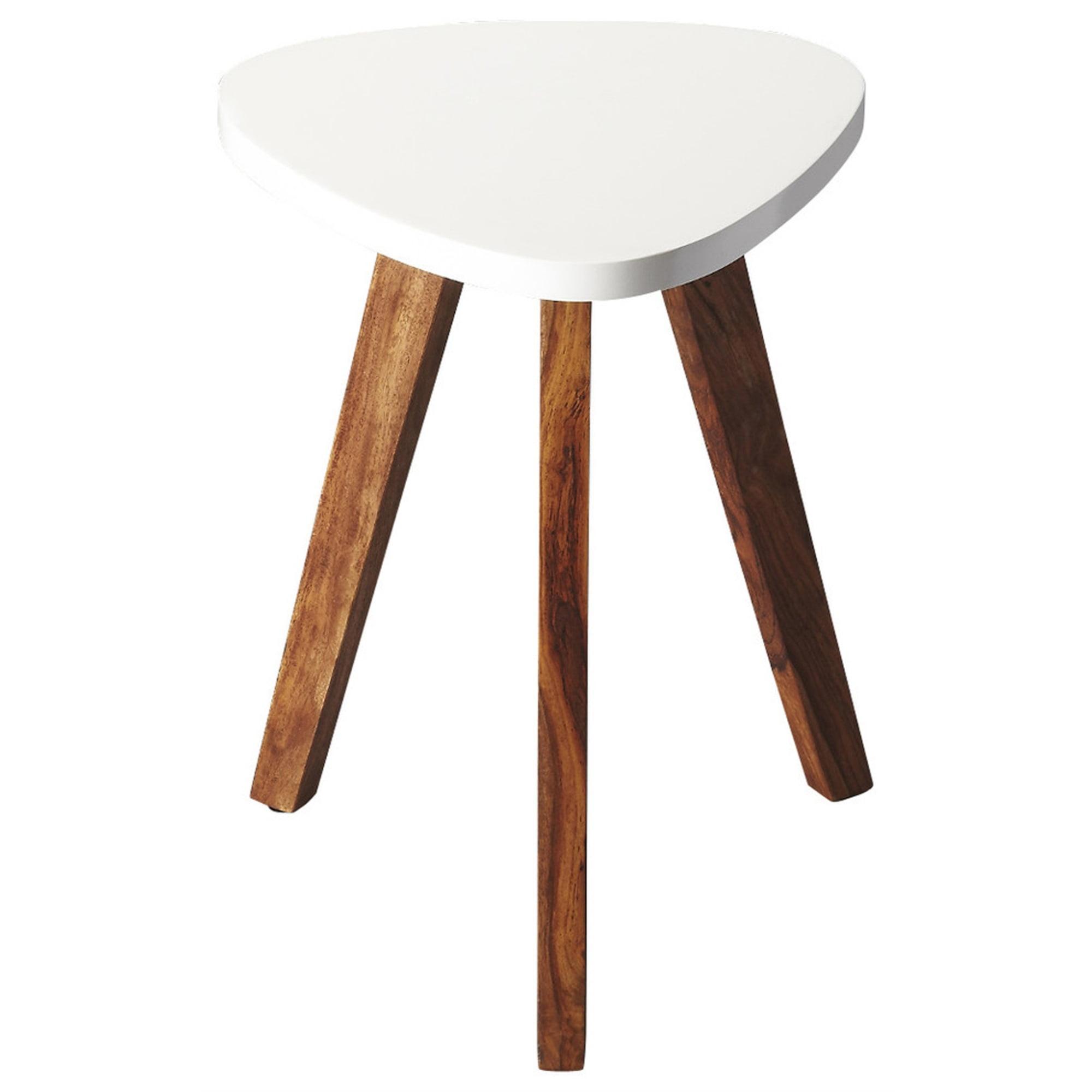 Triangular Sheesham Wood Modern Accent Table