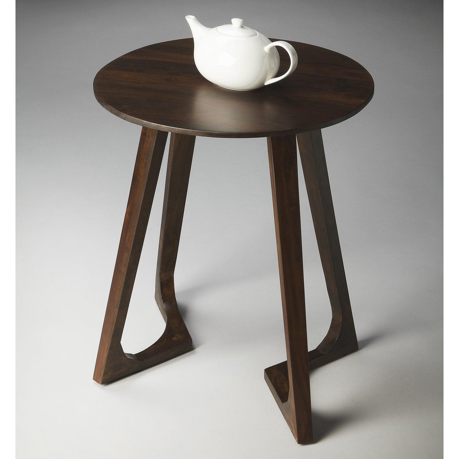 Espresso Sheesham Solid Wood Round Modern End Table