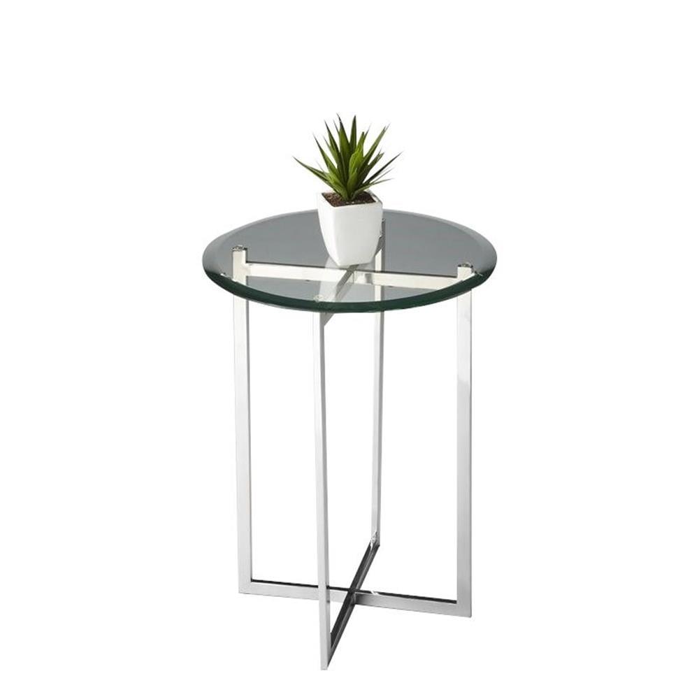 Butler Specialty Loft Glass Top Accent Table With Stainless Steel Base