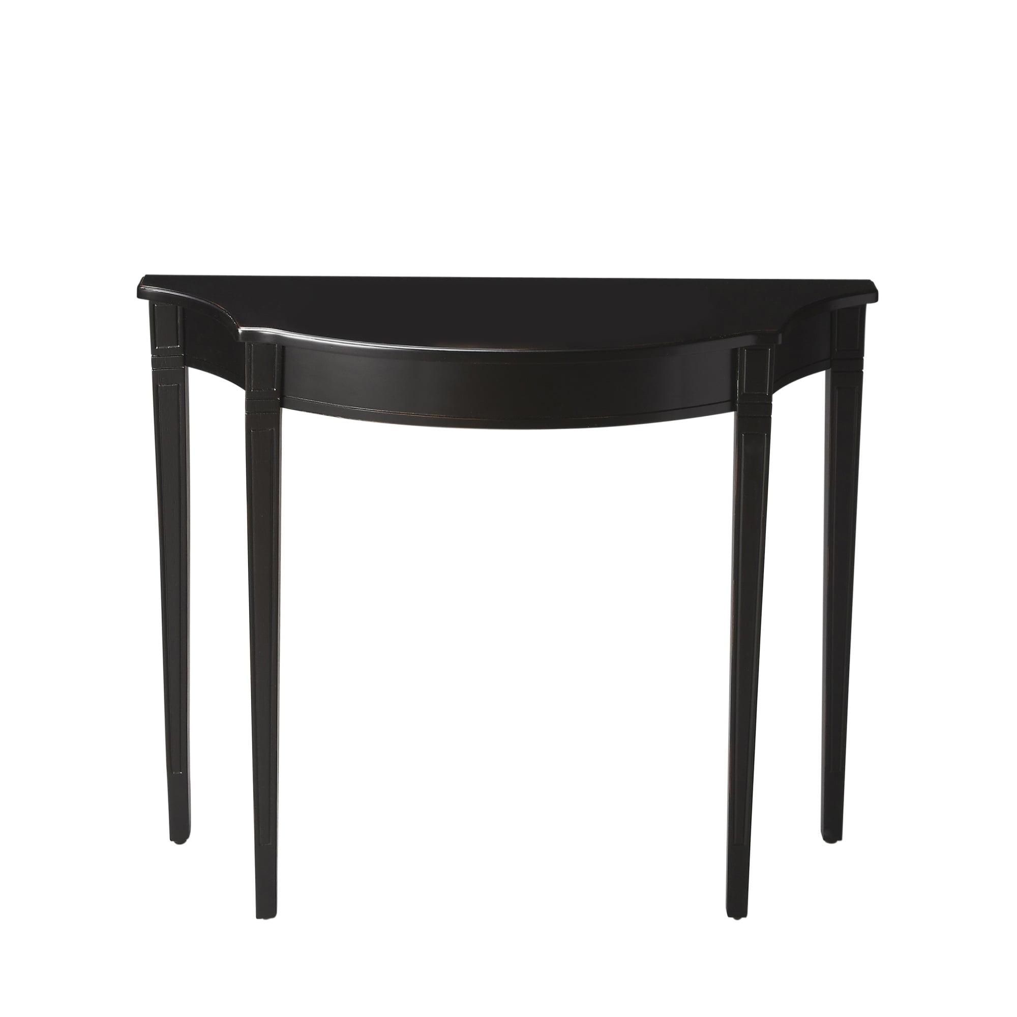 Elegant Demilune Black Licorice Wood Console Table