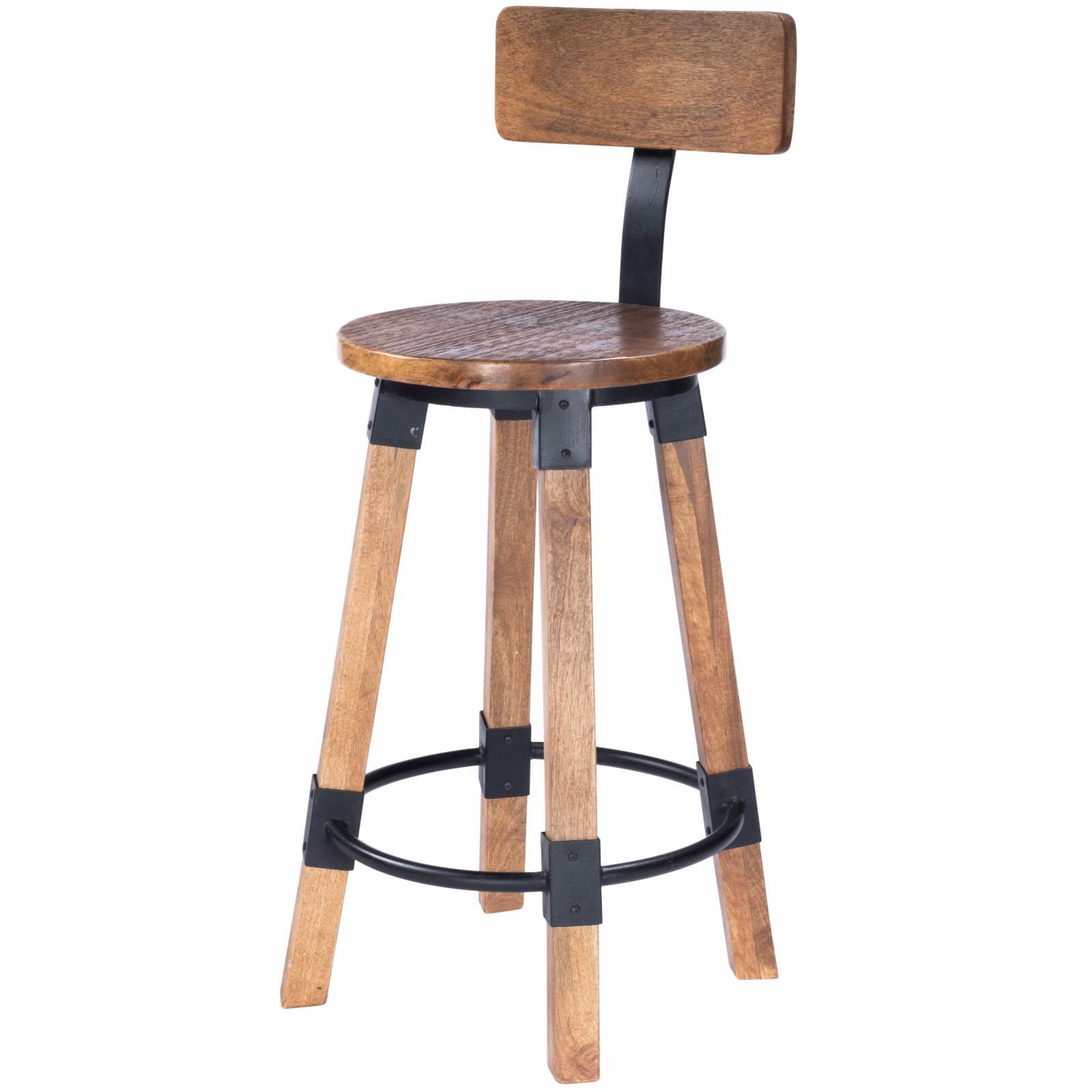 Masterson Industrial Chic Wood & Metal Counter Stool in Natural Brown