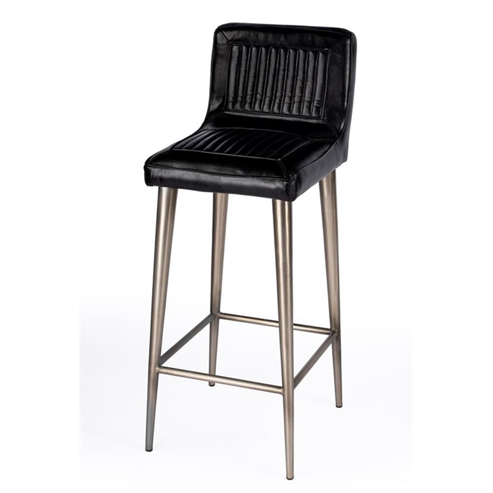 Butler Specialty Maxwell Black Leather Bar Stool