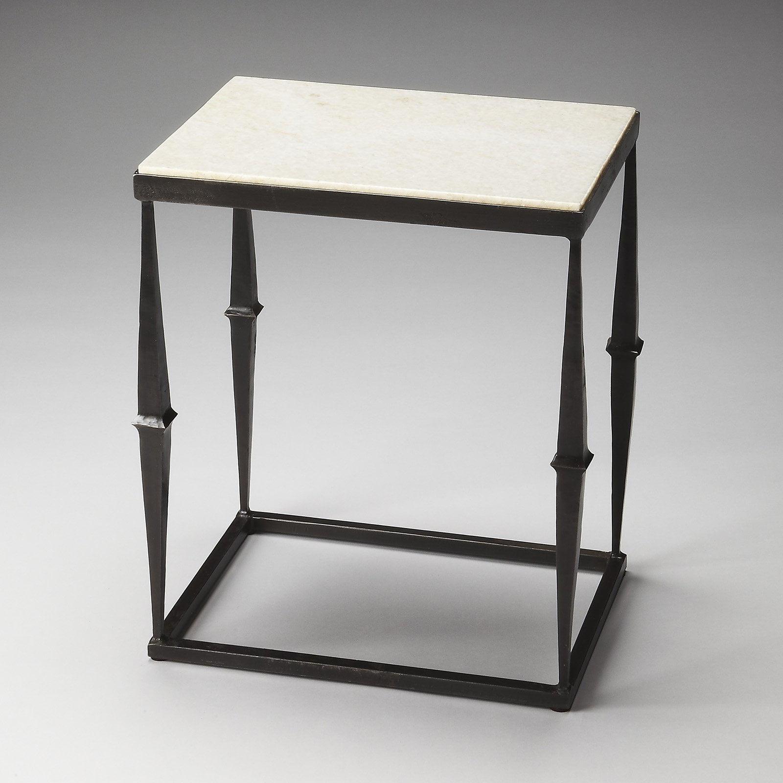 Elegant Multi-Color Marble & Iron Rectangular Side Table