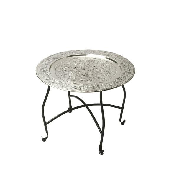 Butler Specialty Metalworks Moroccan Round Tray Table In Silver