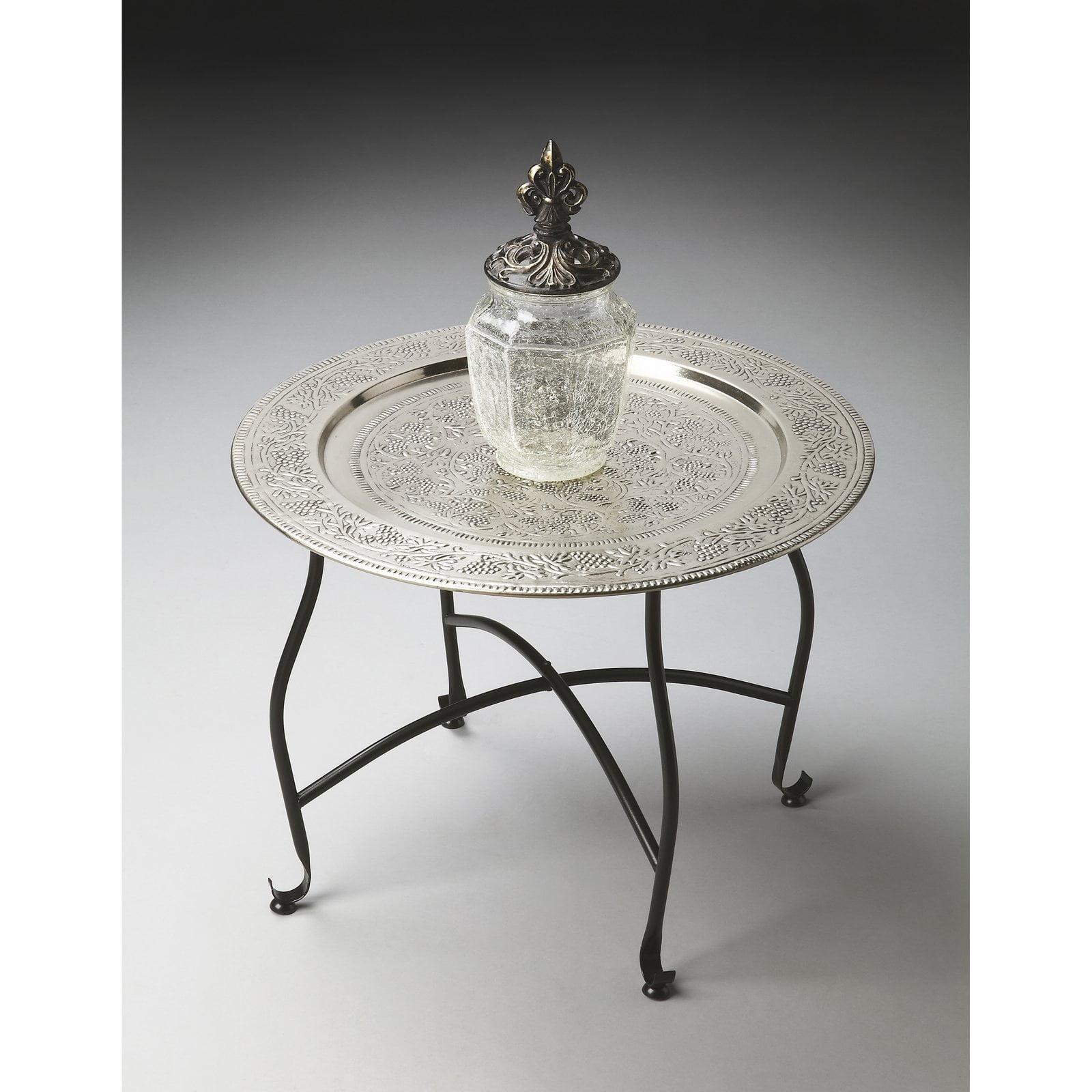 Butler Specialty Metalworks Moroccan Round Tray Table In Silver