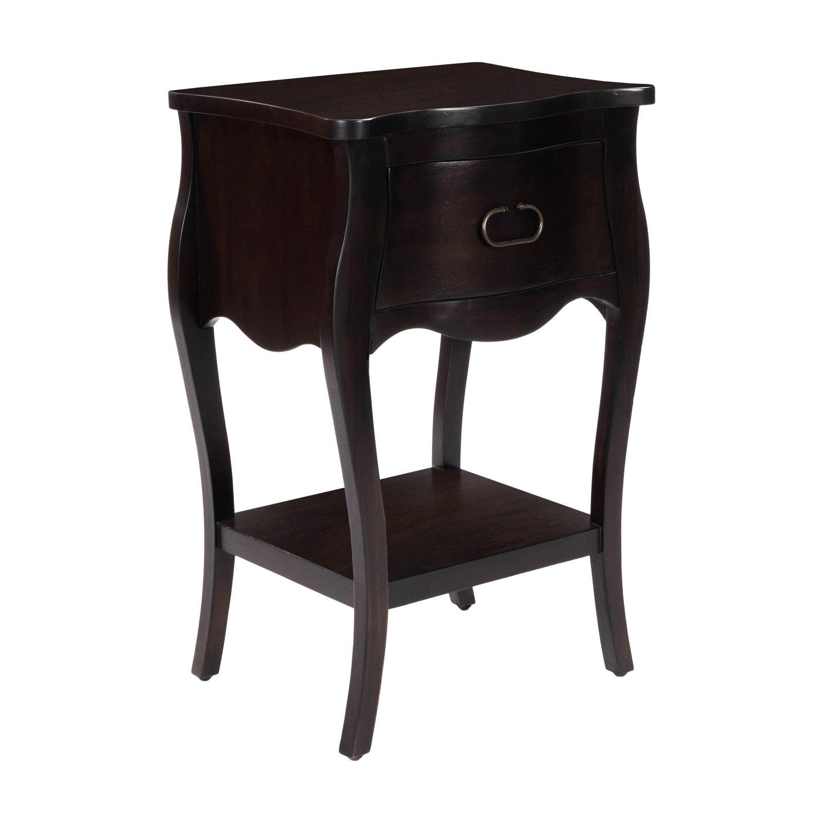 Rochelle Curvy Mahogany Veneer Nightstand with Shelf