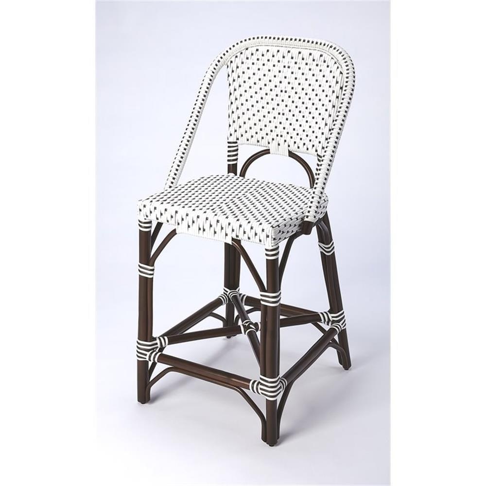 Butler Specialty Solstice Rattan Counter Stool In White And Chocolate