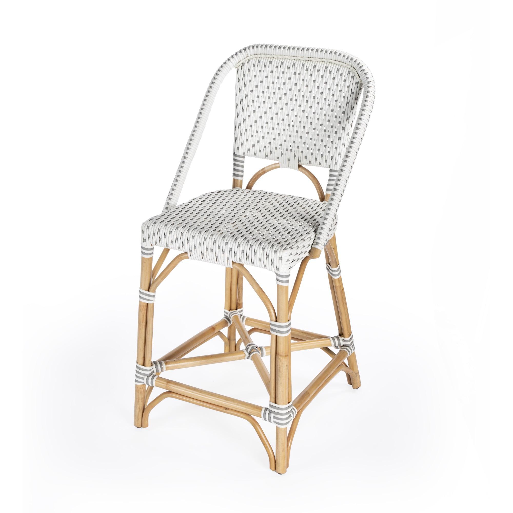 Solstice White & Grey Rattan Swivel Counter Stool