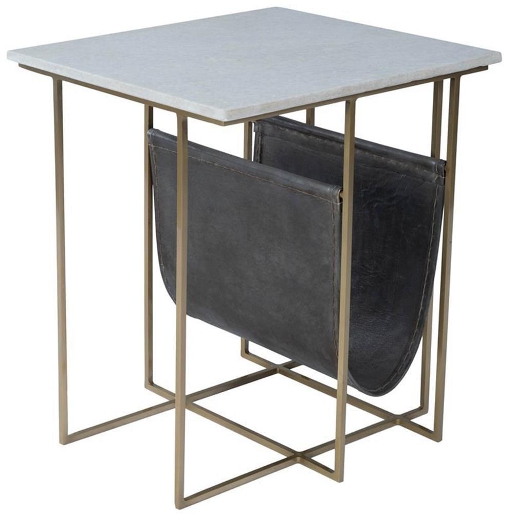 Butler Specialty Stephanik Marble And Leather Magazine Table In Beige