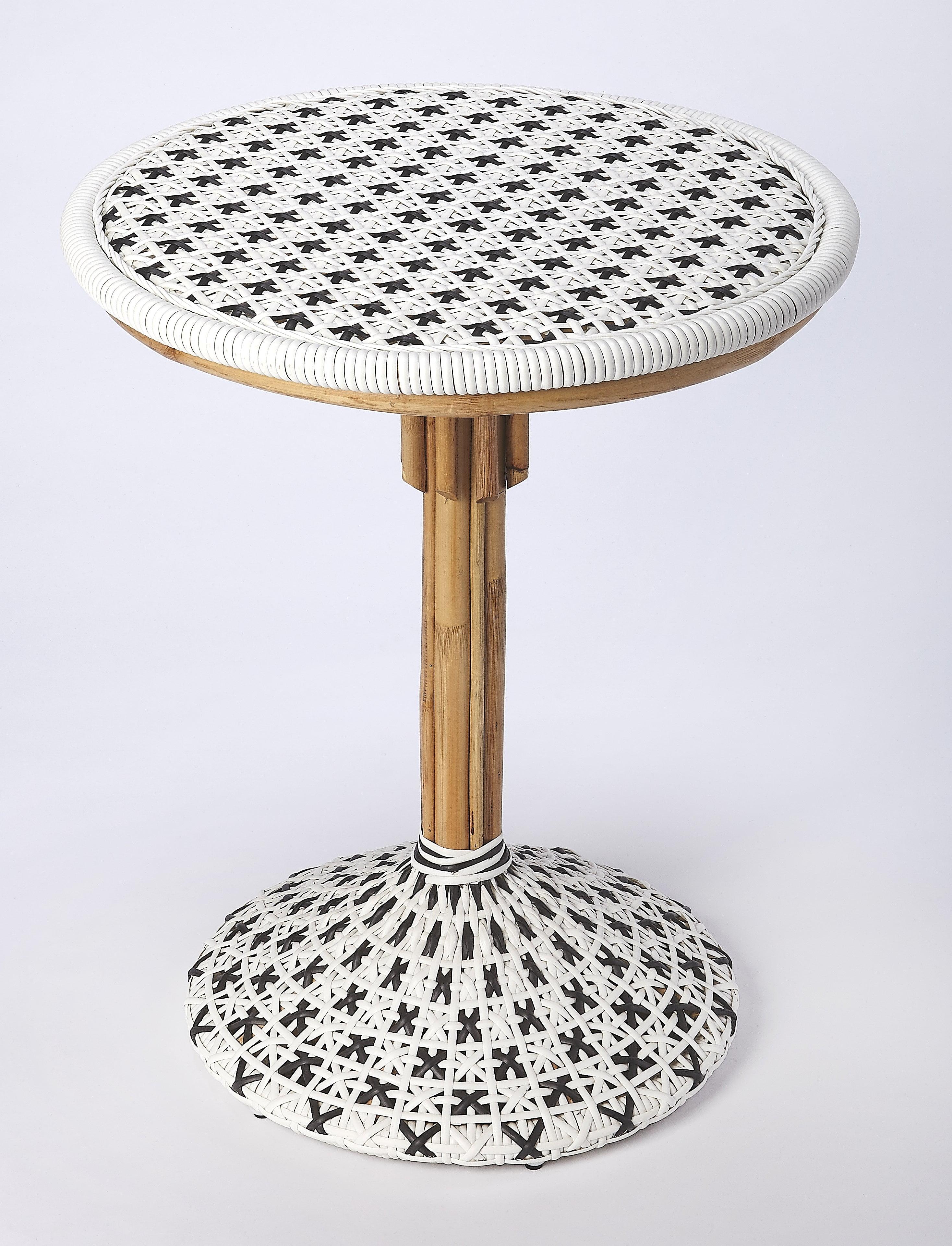 Butler Specialty Tenor Rattan Bistro Table In White And Black