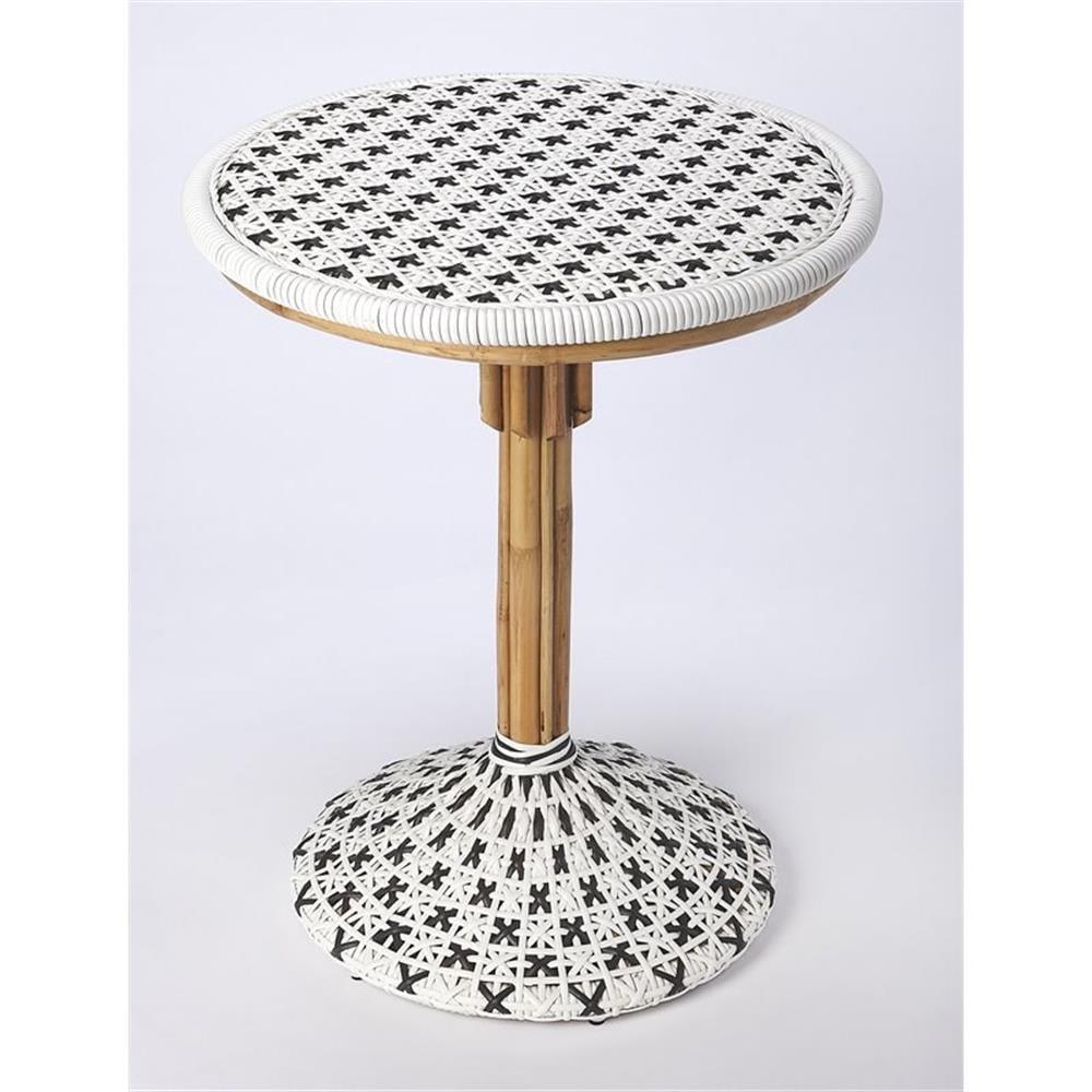 Butler Specialty Tenor Rattan Bistro Table In White And Black