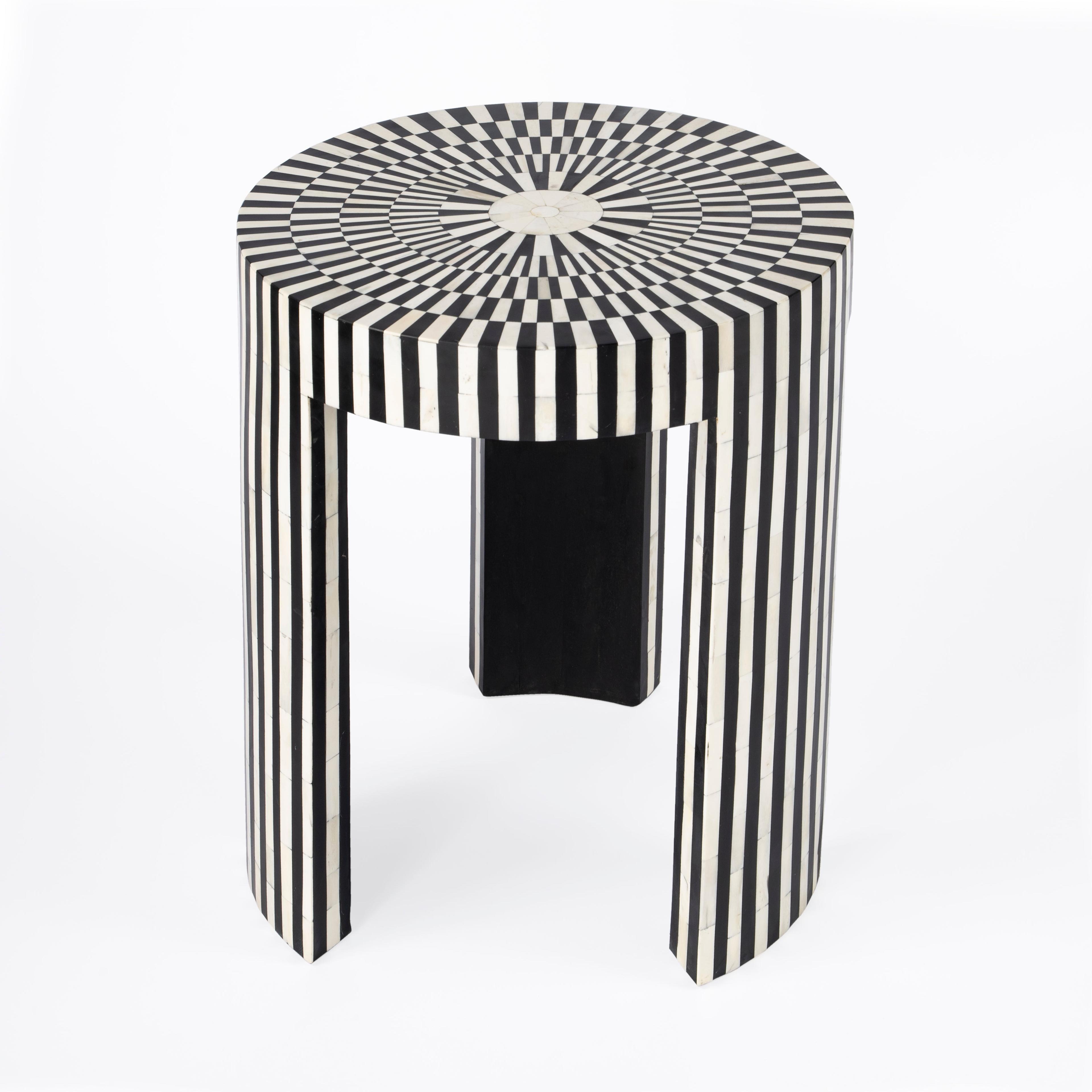 Butler Specialty Transitional Rimma Bone Inlay Side Table In Black And White