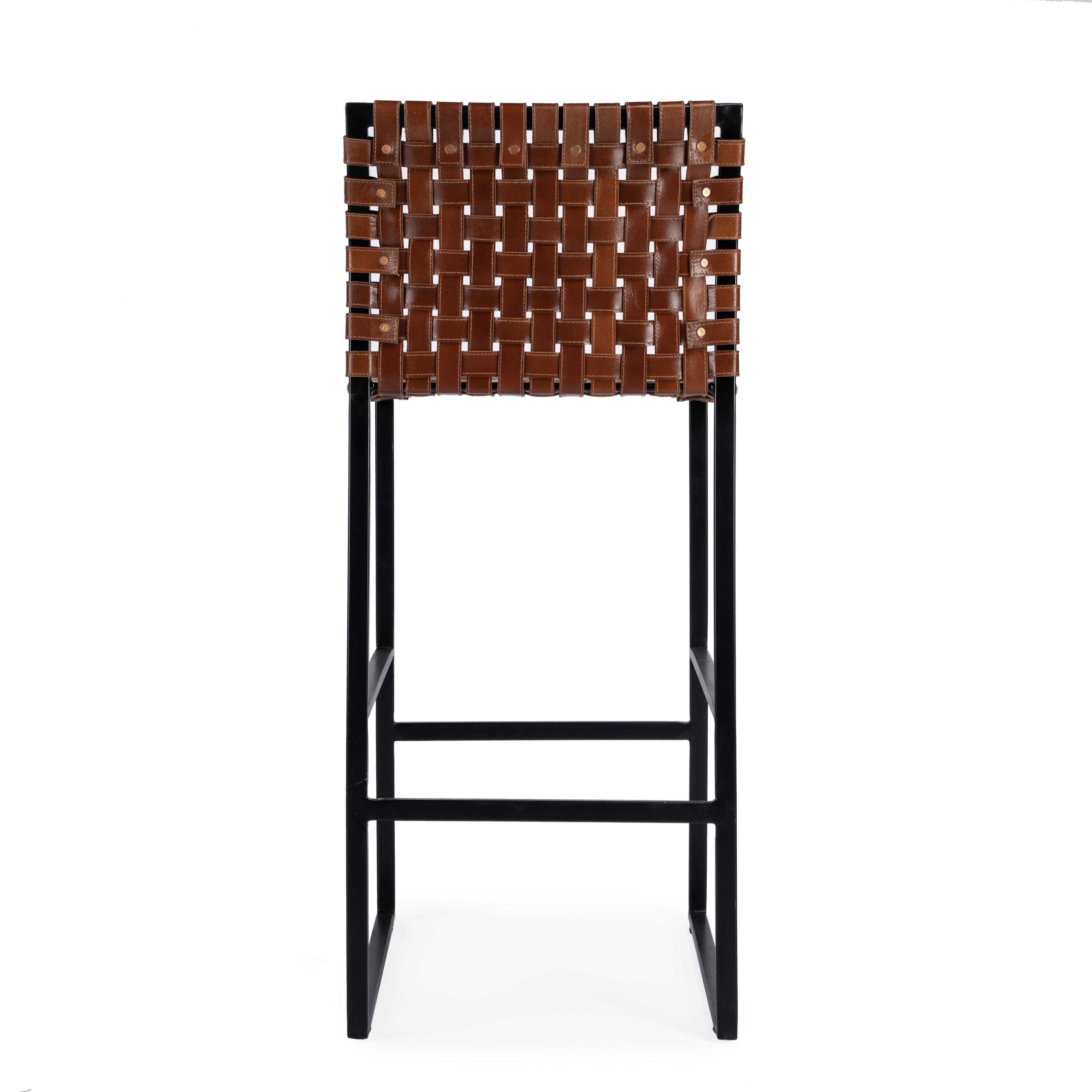 Butler Specialty Urban Woven Leather Bar Stool In Brown
