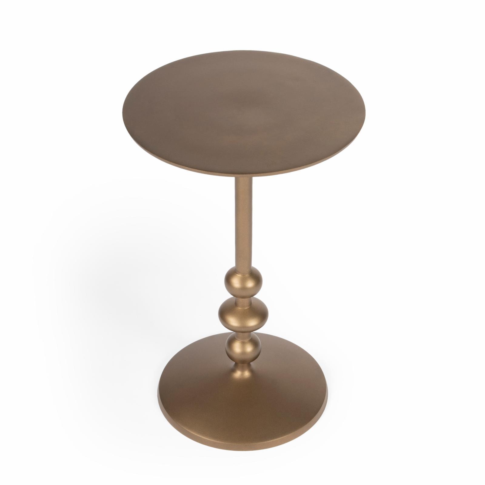 Zora 12" Round Bronze Iron Pedestal Side Table