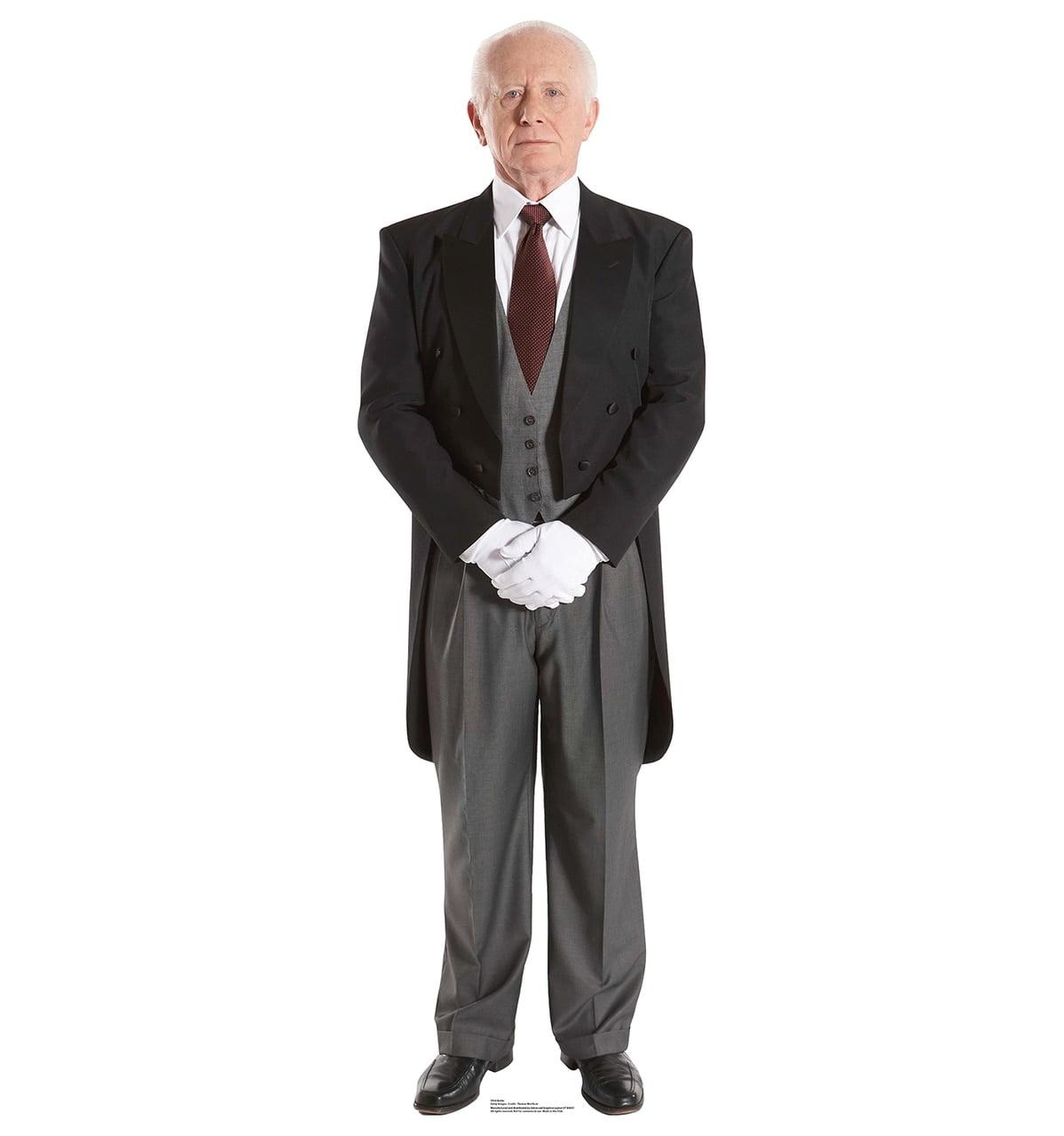 Life-Size Cardboard Butler Standup with Black Suit