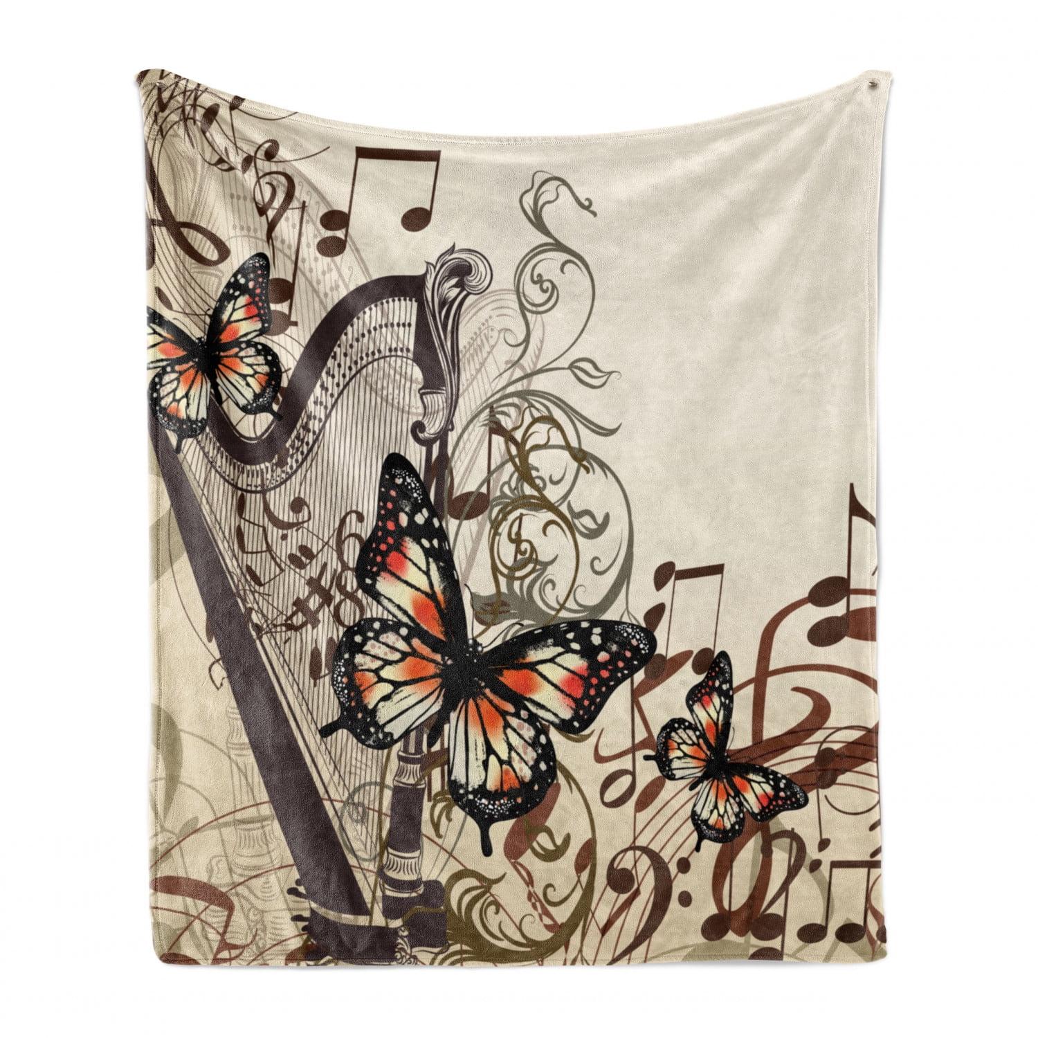 Cream and Brown Floral Fleece Throw Blanket, 70" x 90"