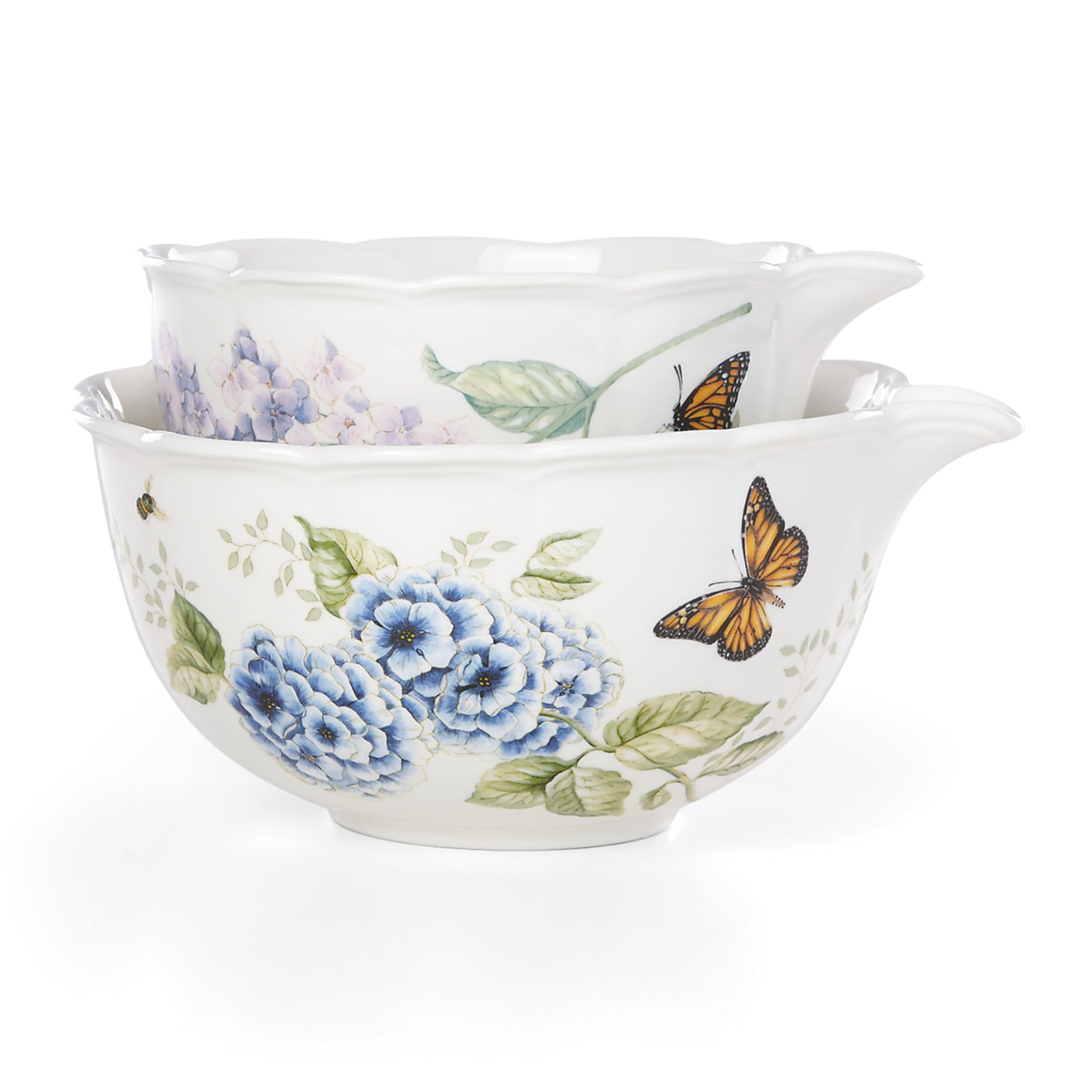 Colorful Ceramic Floral Print 2-Piece Nesting Bowl Set