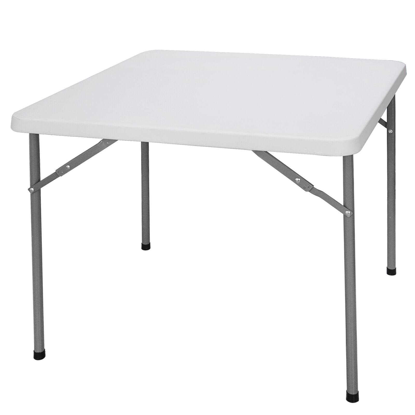 Emma and Oliver 2.81-Foot Square Granite White Plastic Folding Table - Card Table/Game Table