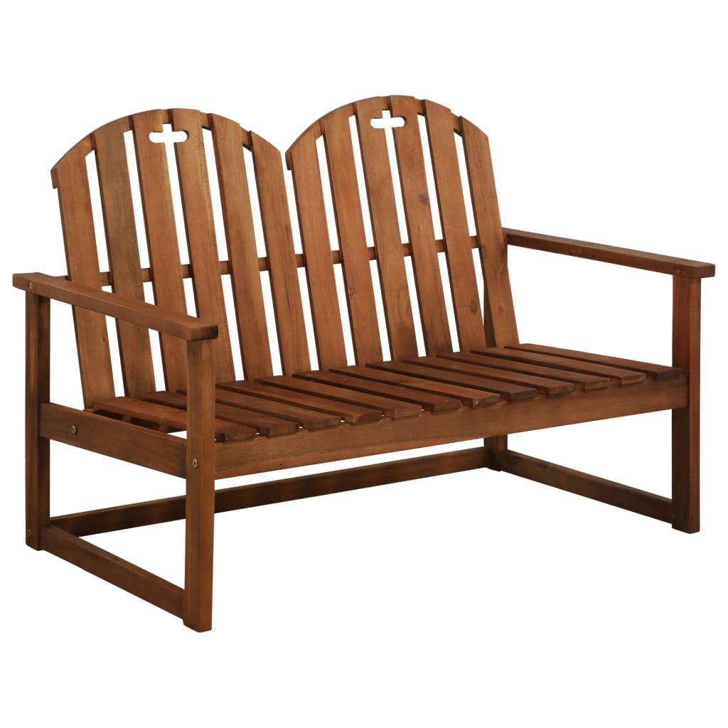 vidaXL Outdoor Patio Bench 2-Seater Bench with Armrests Solid Wood Acacia