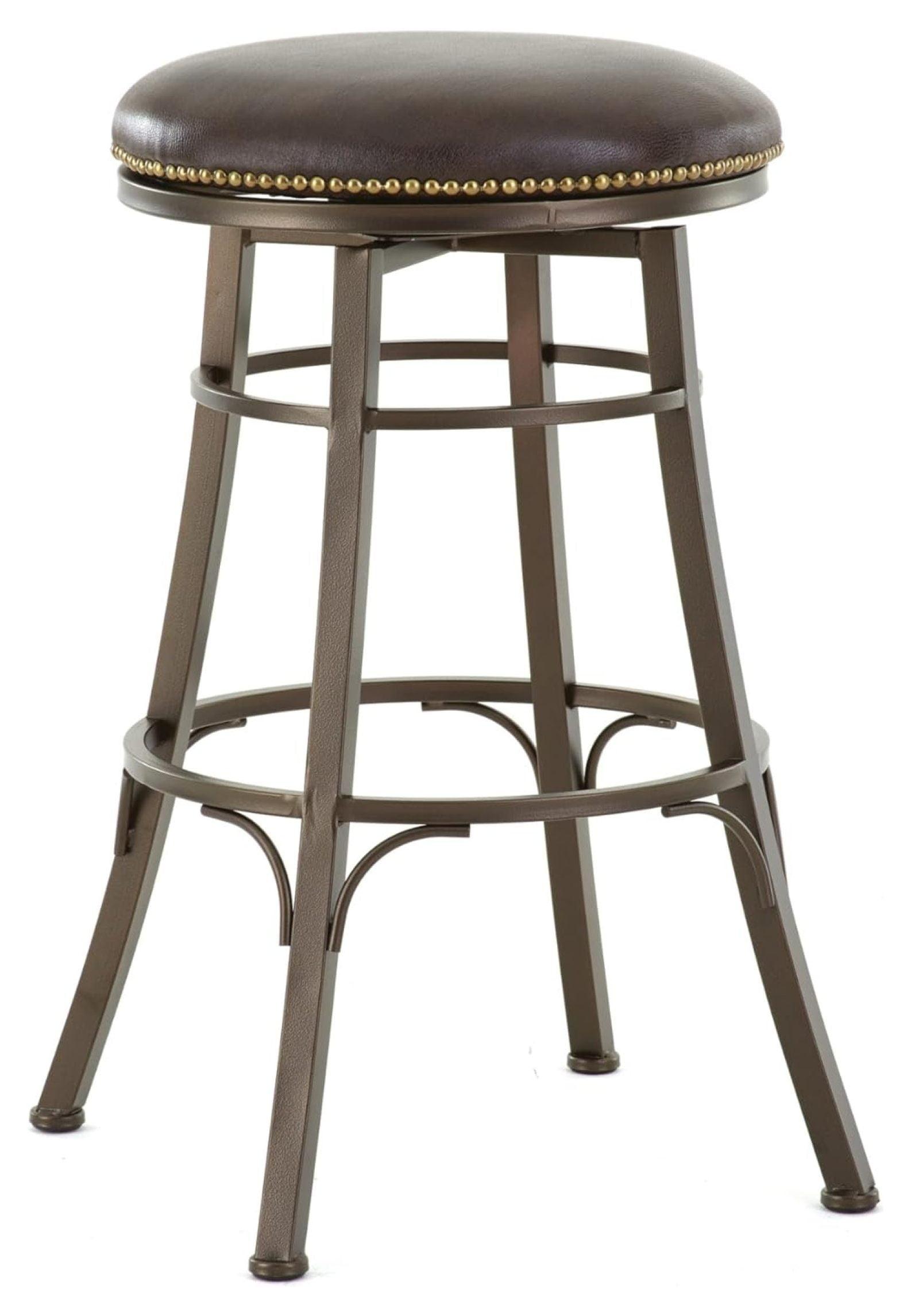 Bali 30" Brown Leather and Metal Swivel Bar Stool