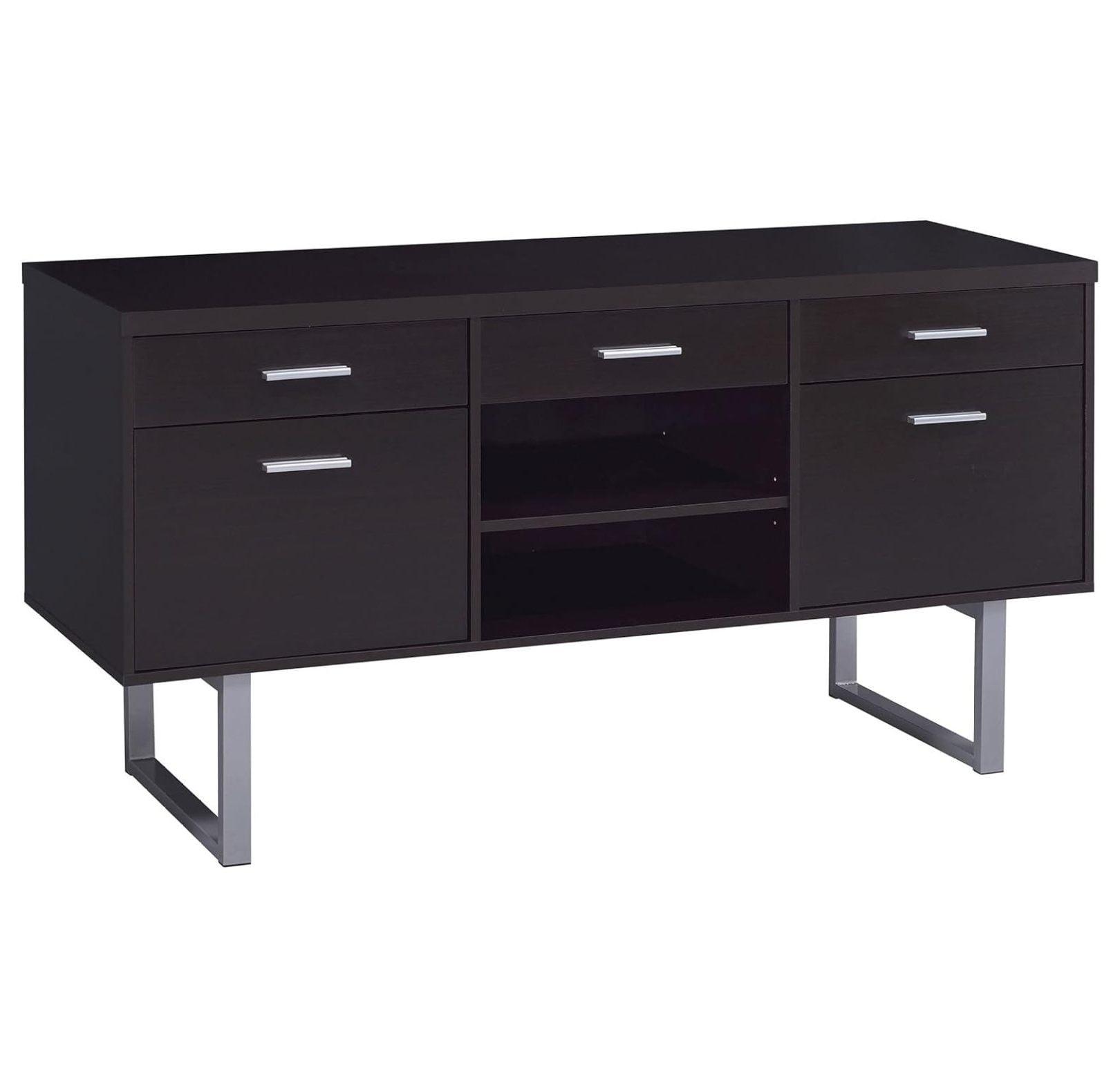 Contemporary 60'' Brown Home Office Desk with Filing Cabinet