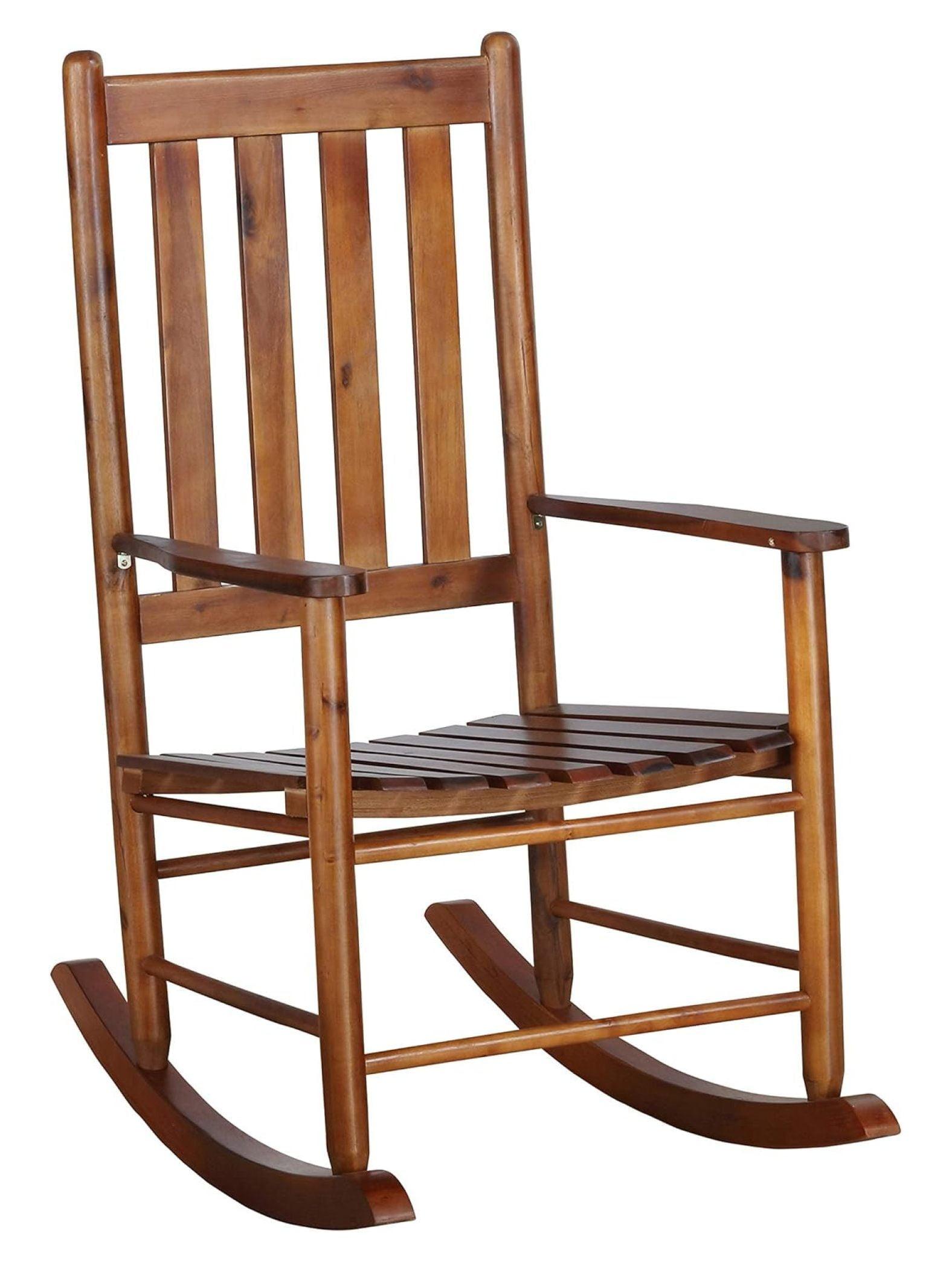 Golden Brown Acacia Wood Traditional Rocking Chair