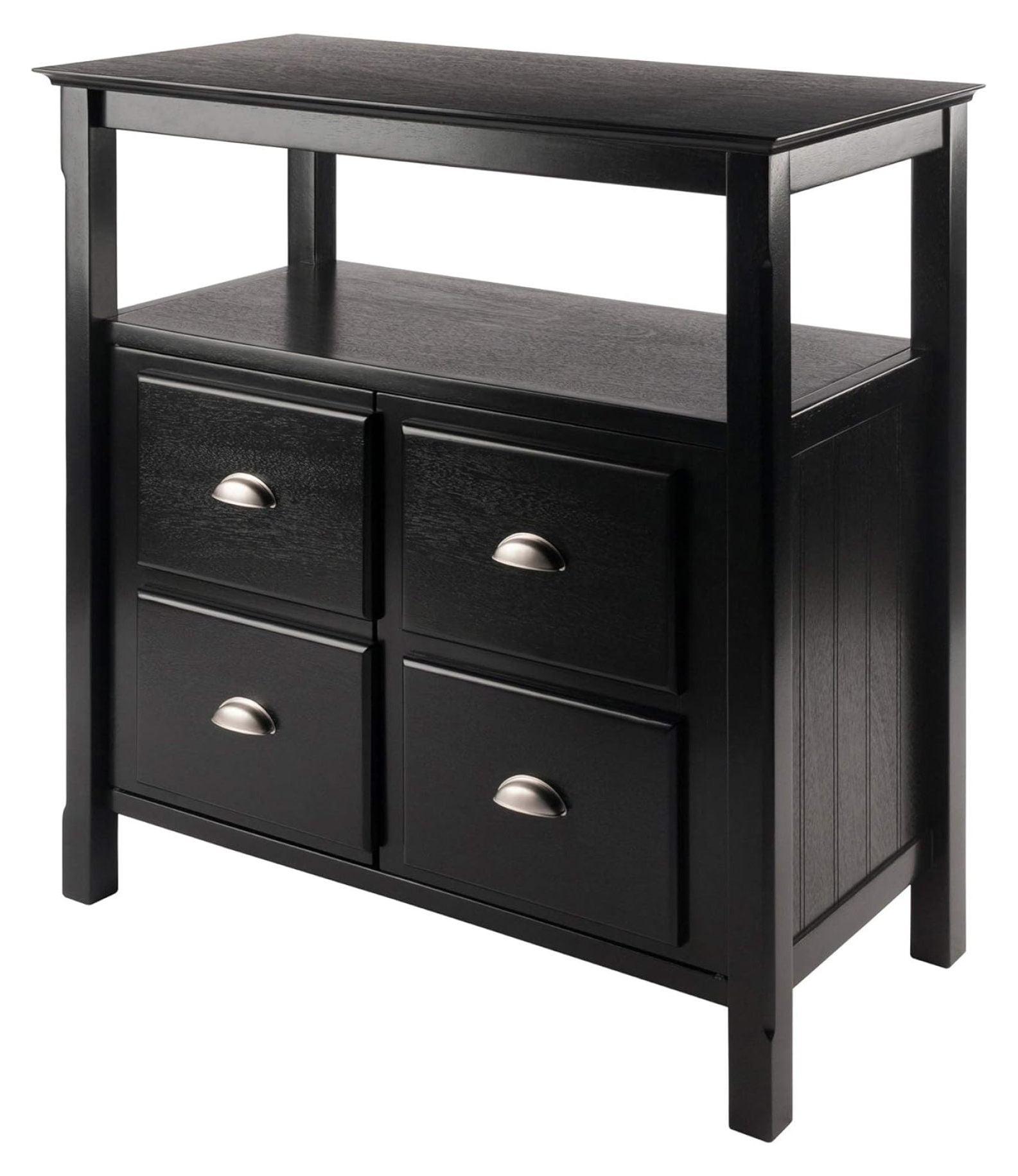 Winsome Timber 36" Transitional Buffet Cabinet in Matte Black
