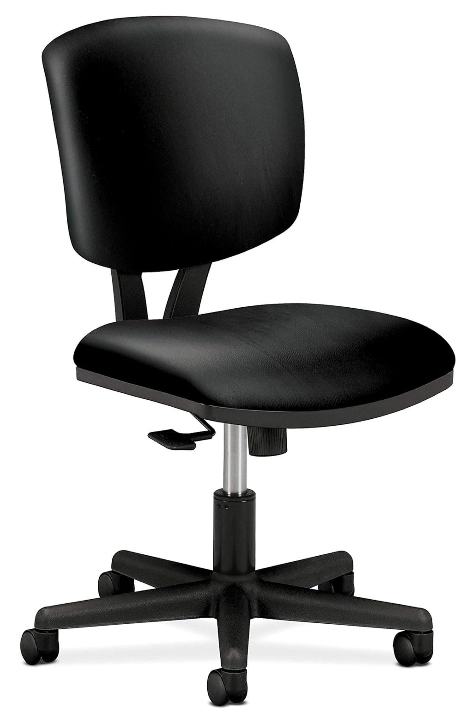 ErgoFlex Black Leather Swivel Task Chair with Lumbar Support