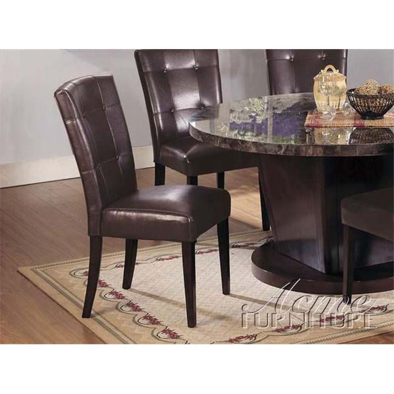 Set 2 20" Britney PU Dining Chairs Espresso/Walnut - Acme Furniture: Upholstered Parson Style, Kitchen Room Seating