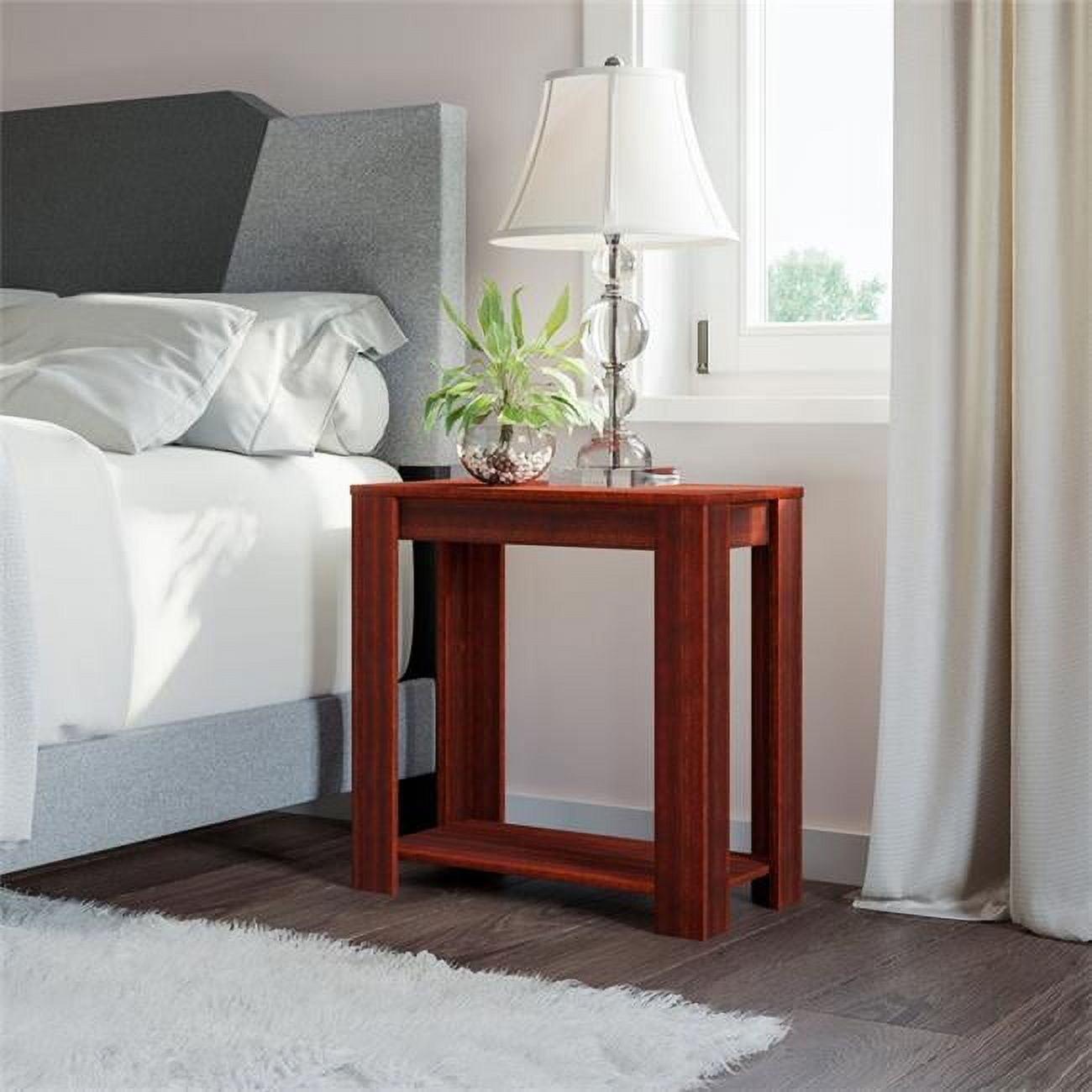 Brisbane Cherry MDF Open Storage Nightstand with Metal Handle