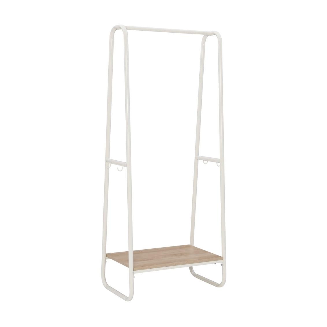 Bywood White and Natural Tall Clothing Rack with Hooks