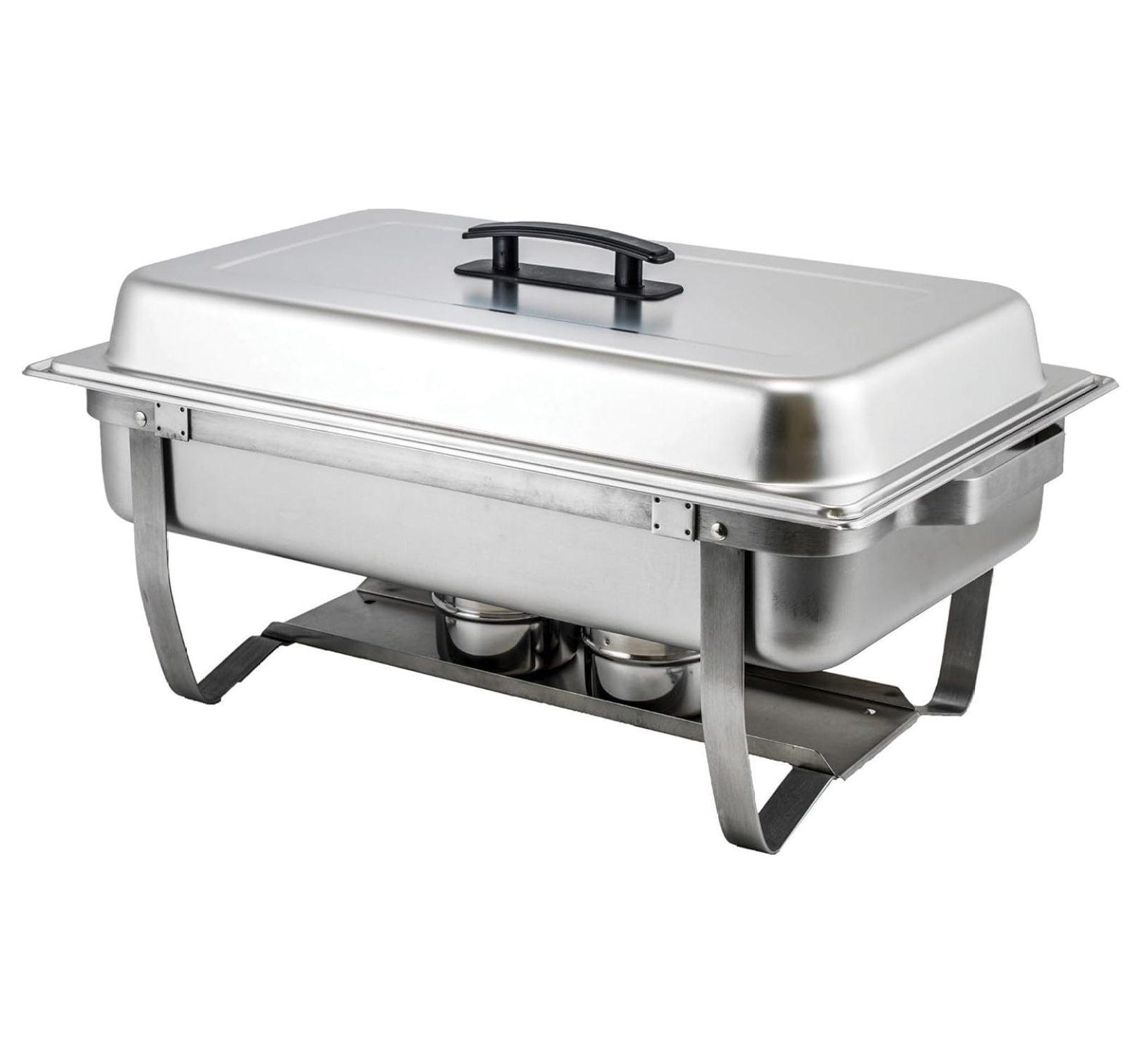 Full-Size Silver Stainless Steel Catering Chafer with Plastic Handle