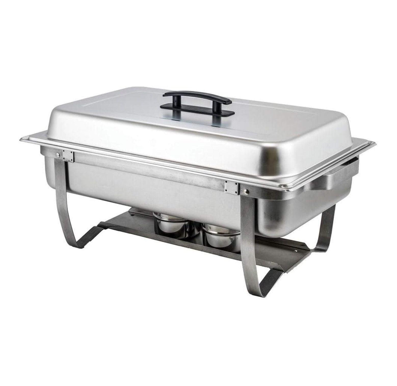 Full-Size Silver Stainless Steel Catering Chafer with Plastic Handle