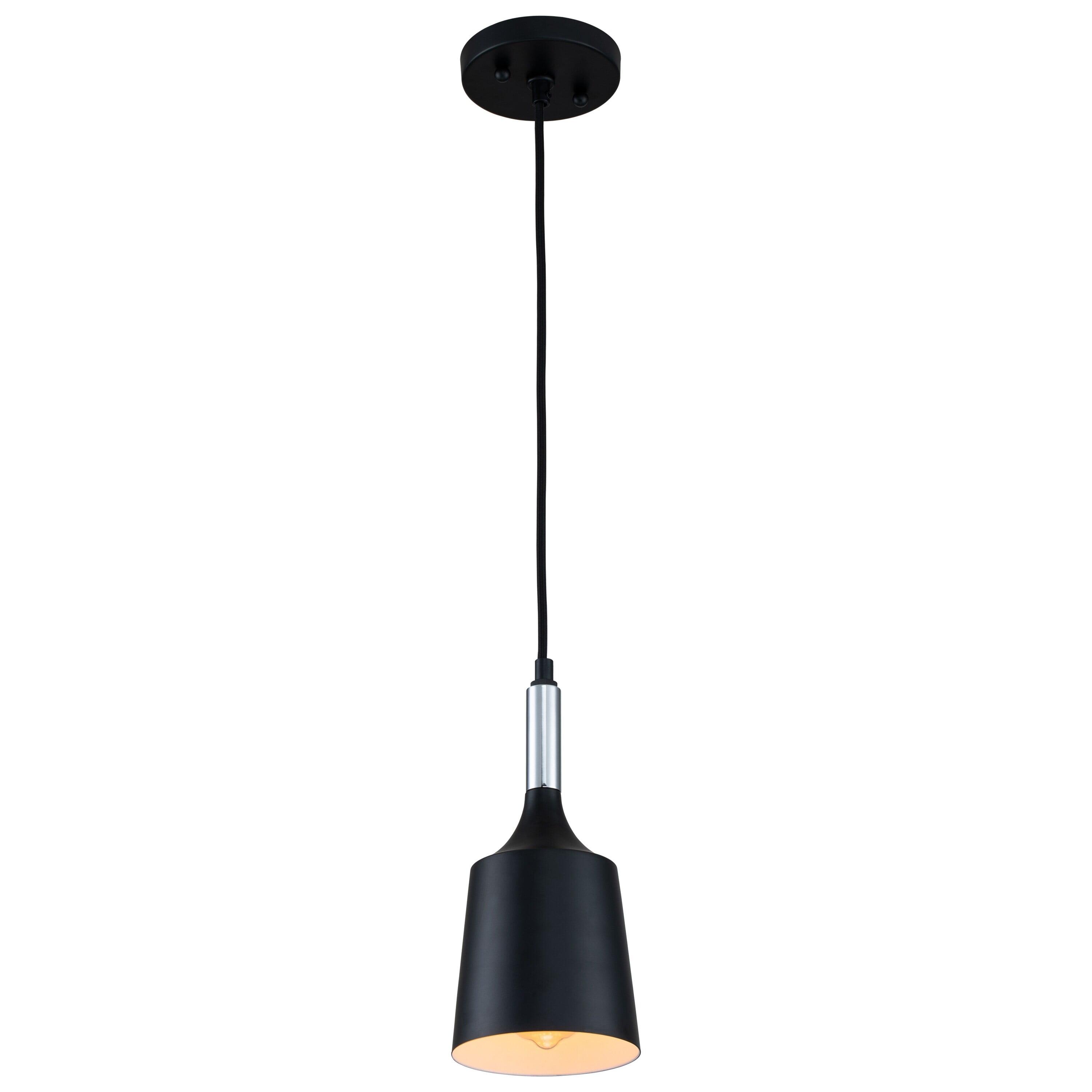 C Cattleya  1-Light Black and White Pendant Light with Chrome Accents