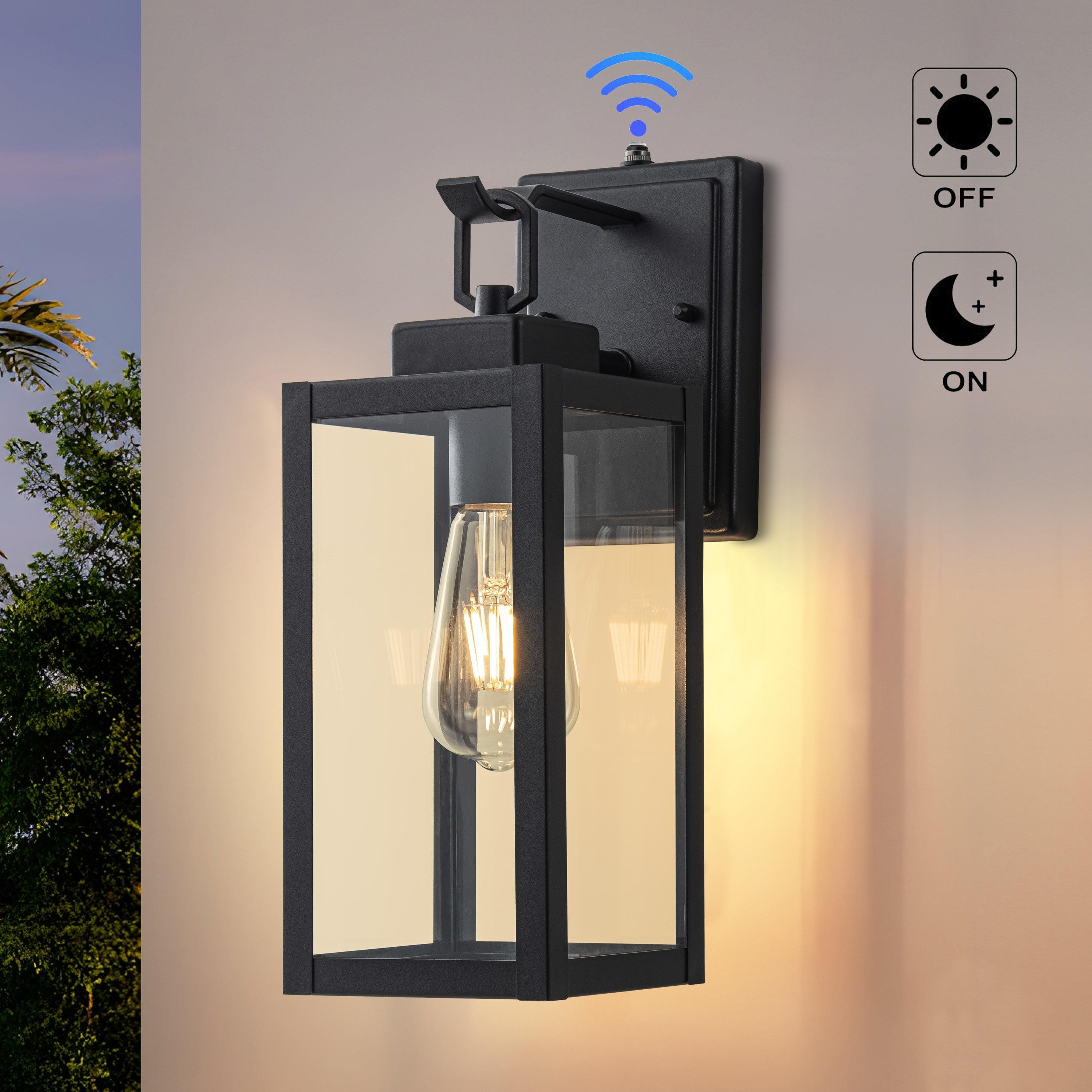 C Cattleya 1-Light Matte Black Dusk to Dawn Outdoor Wall Lantern Sconce