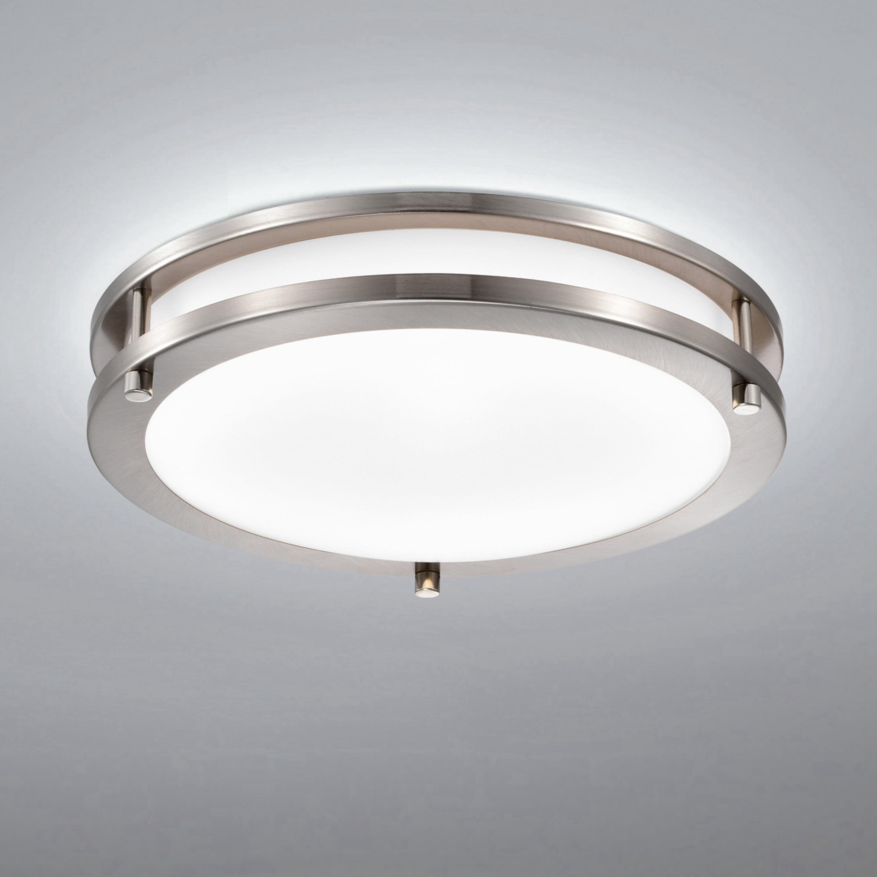 11.75" Brushed Nickel LED Flush Mount with White Diffuser