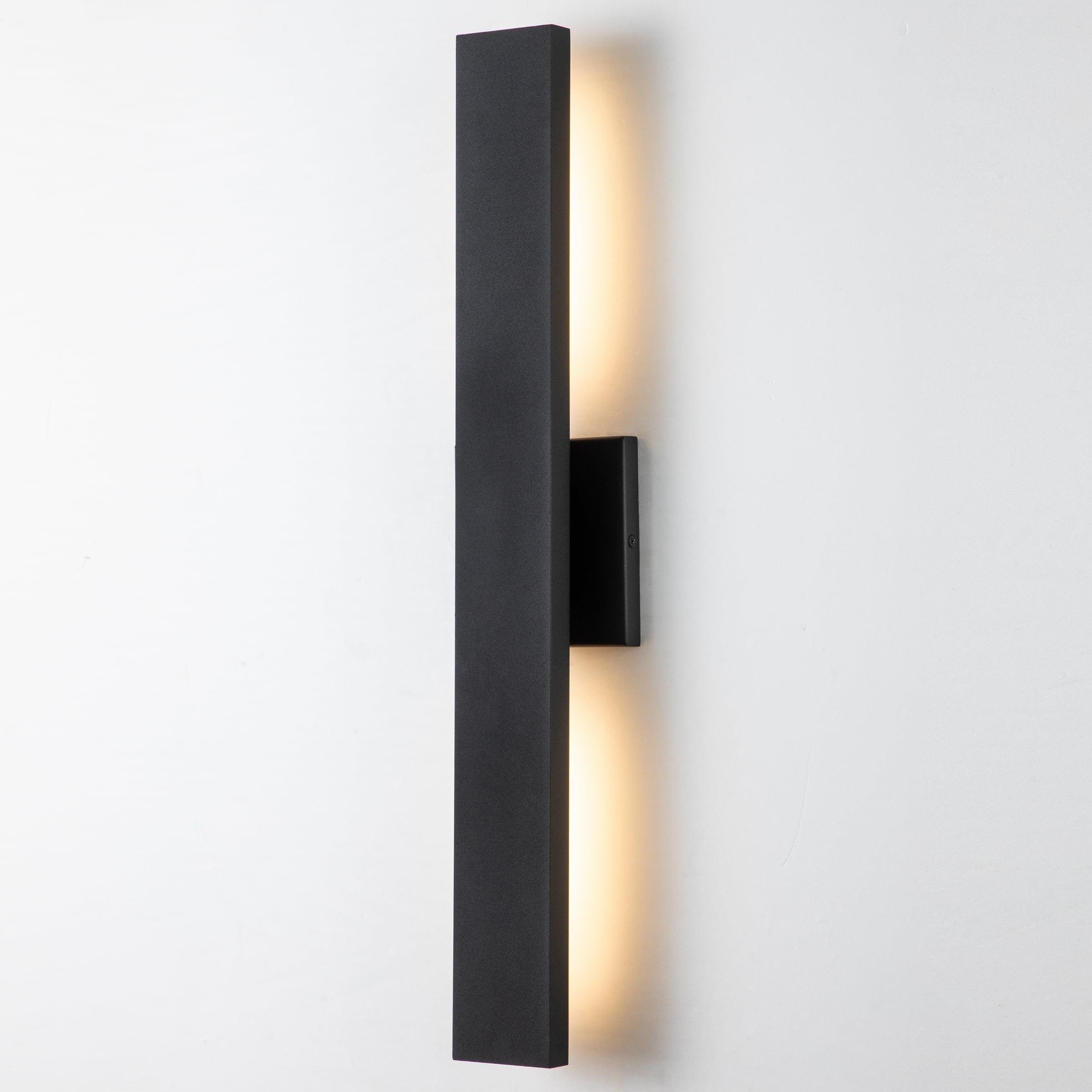 Sleek Matte Black 22" LED Outdoor Wall Sconce with Frosted Glass
