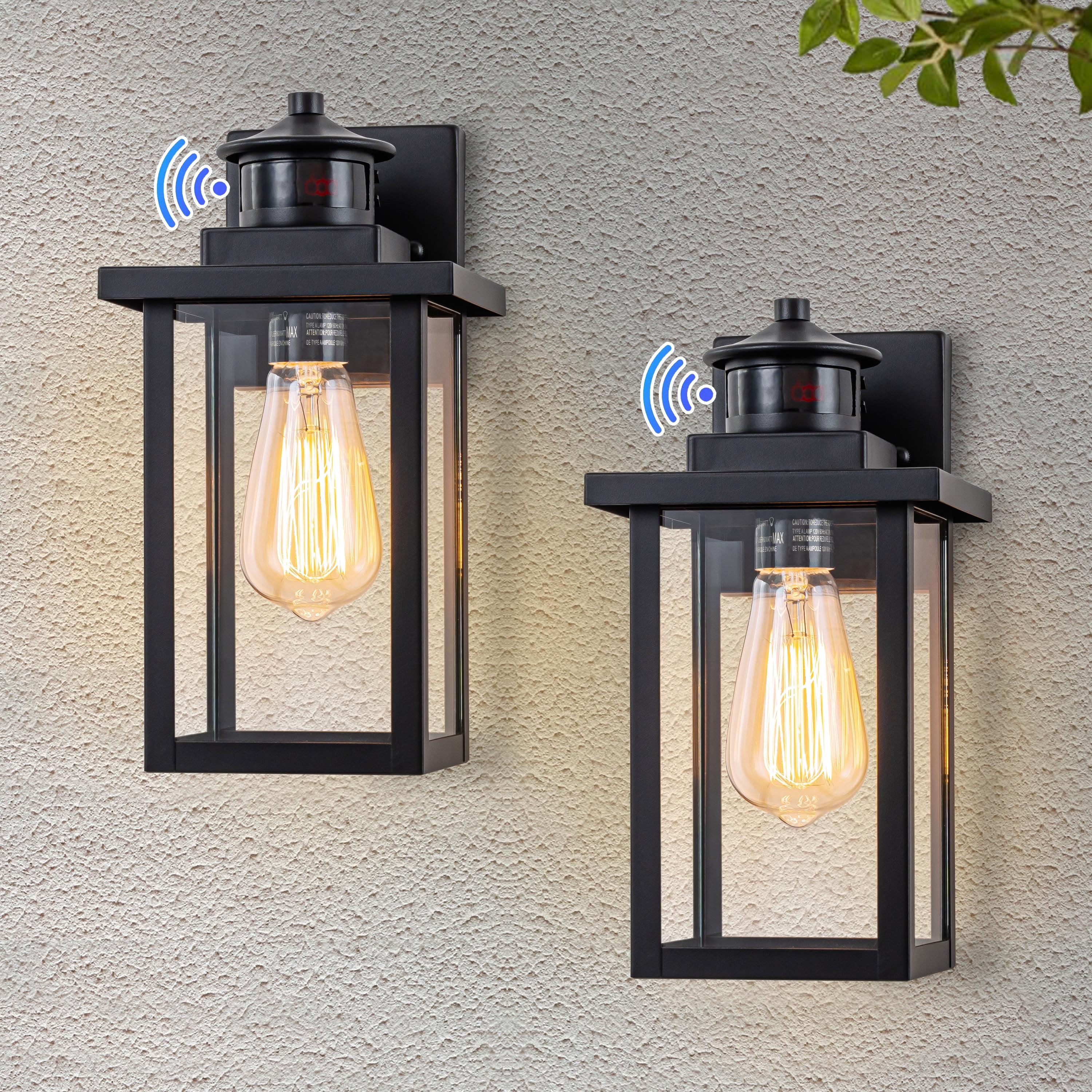 C Cattleya 2 Pack Matte Black Outdoor Wall Lights with Dusk to Dawn Sensor