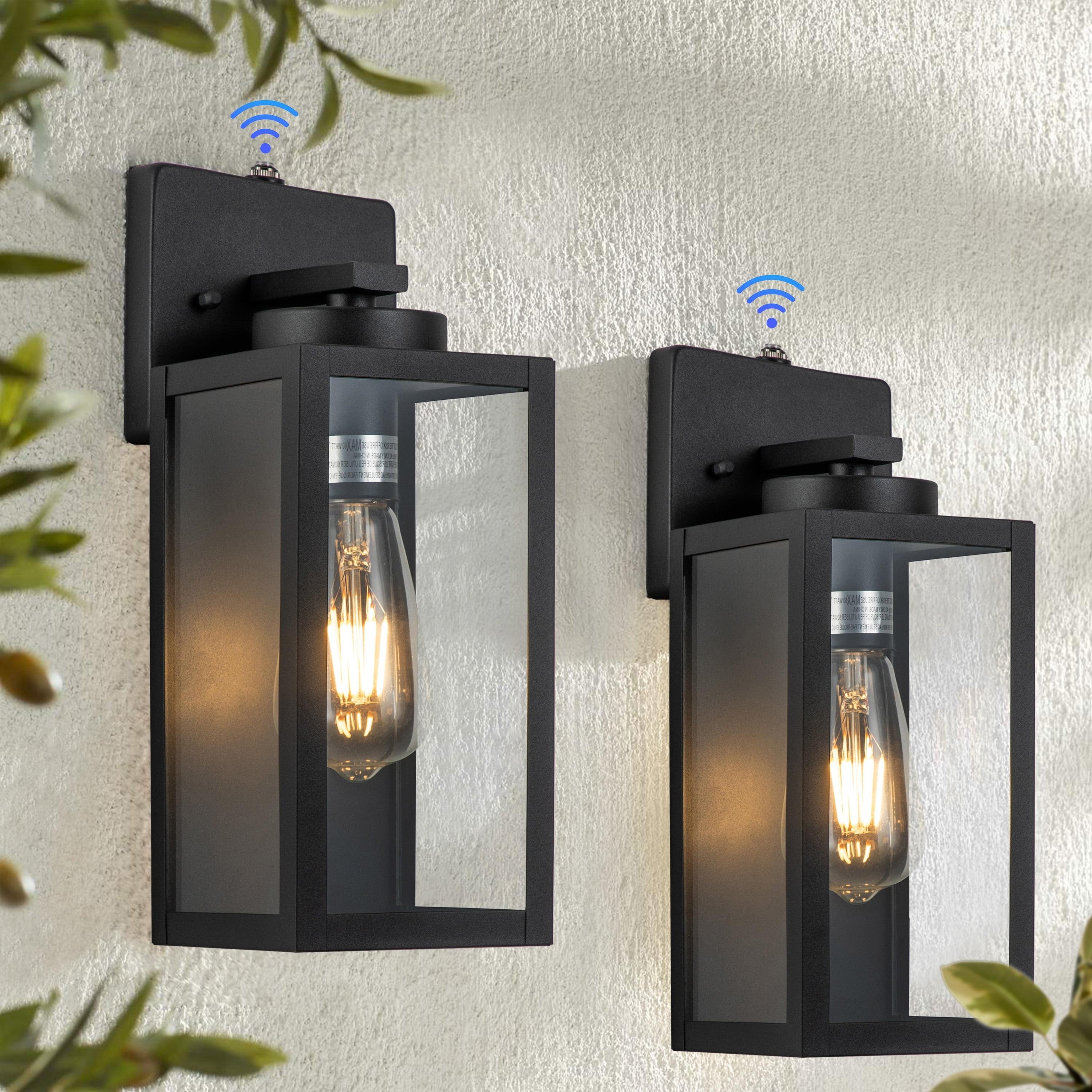 C Cattleya 2 Pack Matte Black Outdoor Wall Lights with Dusk to Dawn Sensor