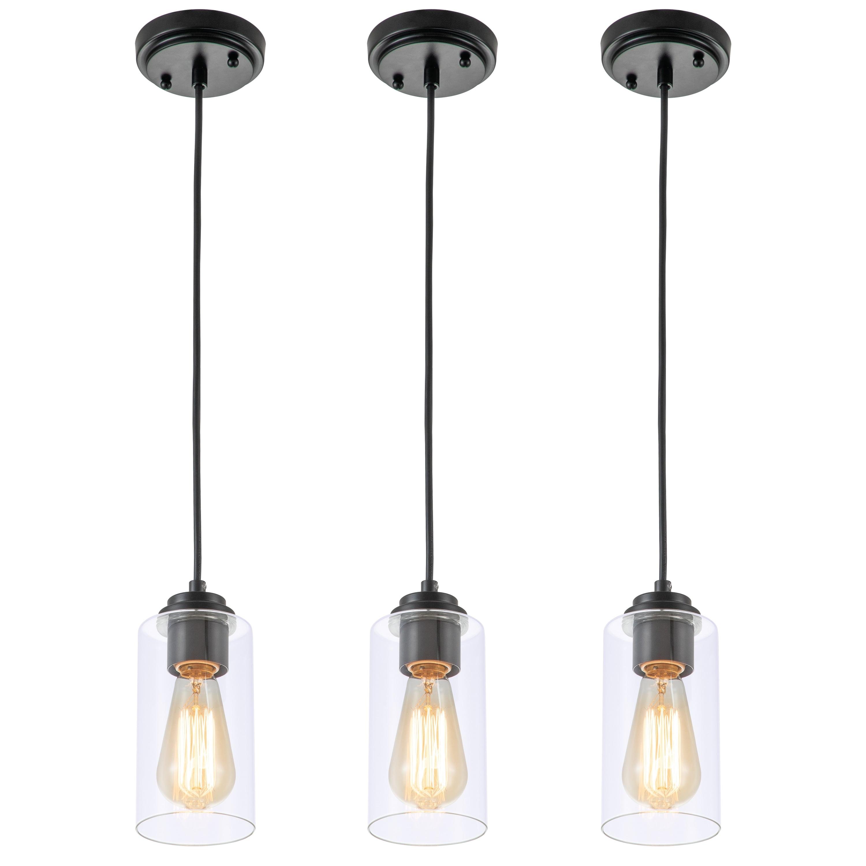 Black and Nickel Mini Pendant Light with Clear Glass Shade