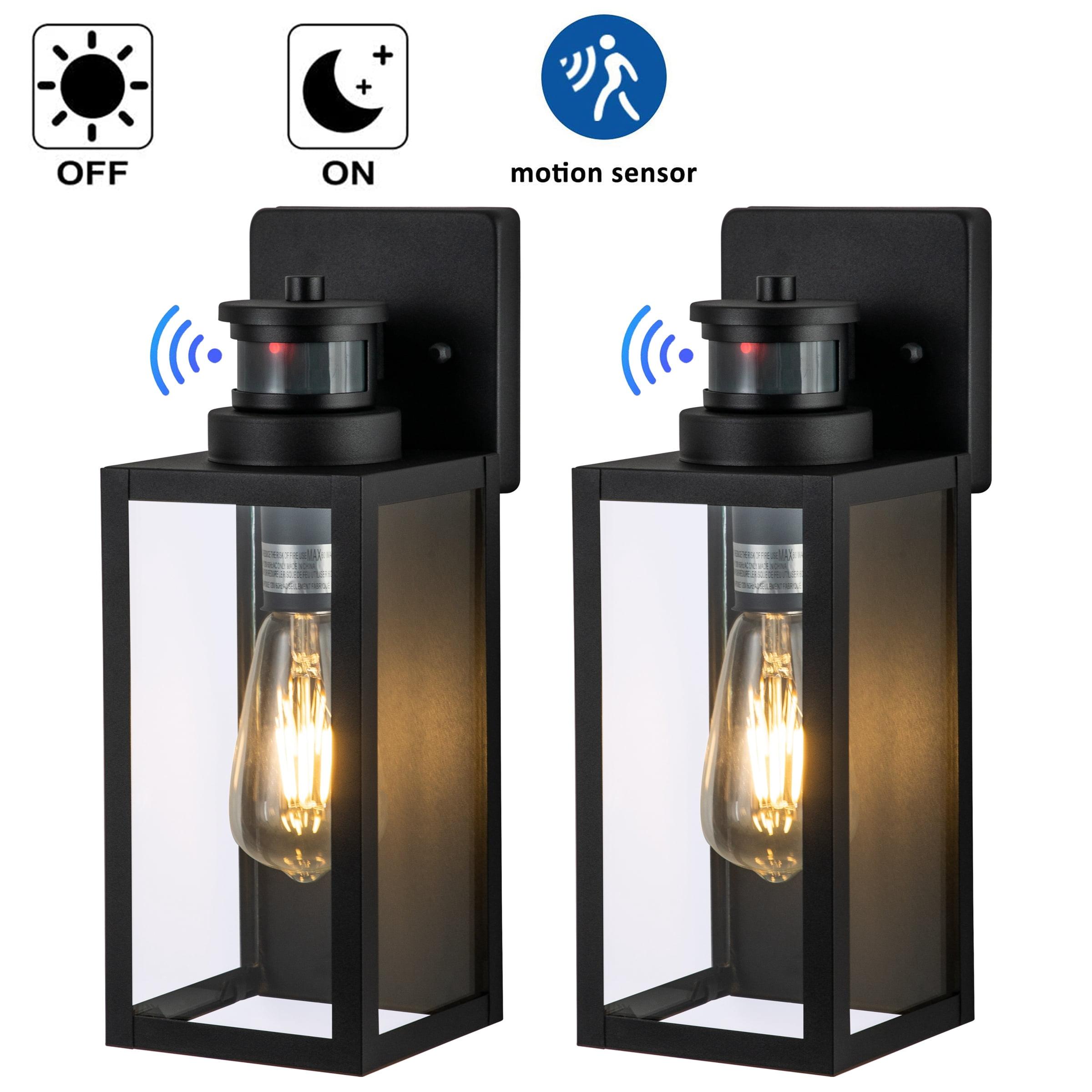 C Cattleya 2-Pack Matte Black Motion Sensor and Dusk to Dawn Outdoor Wall Lantern