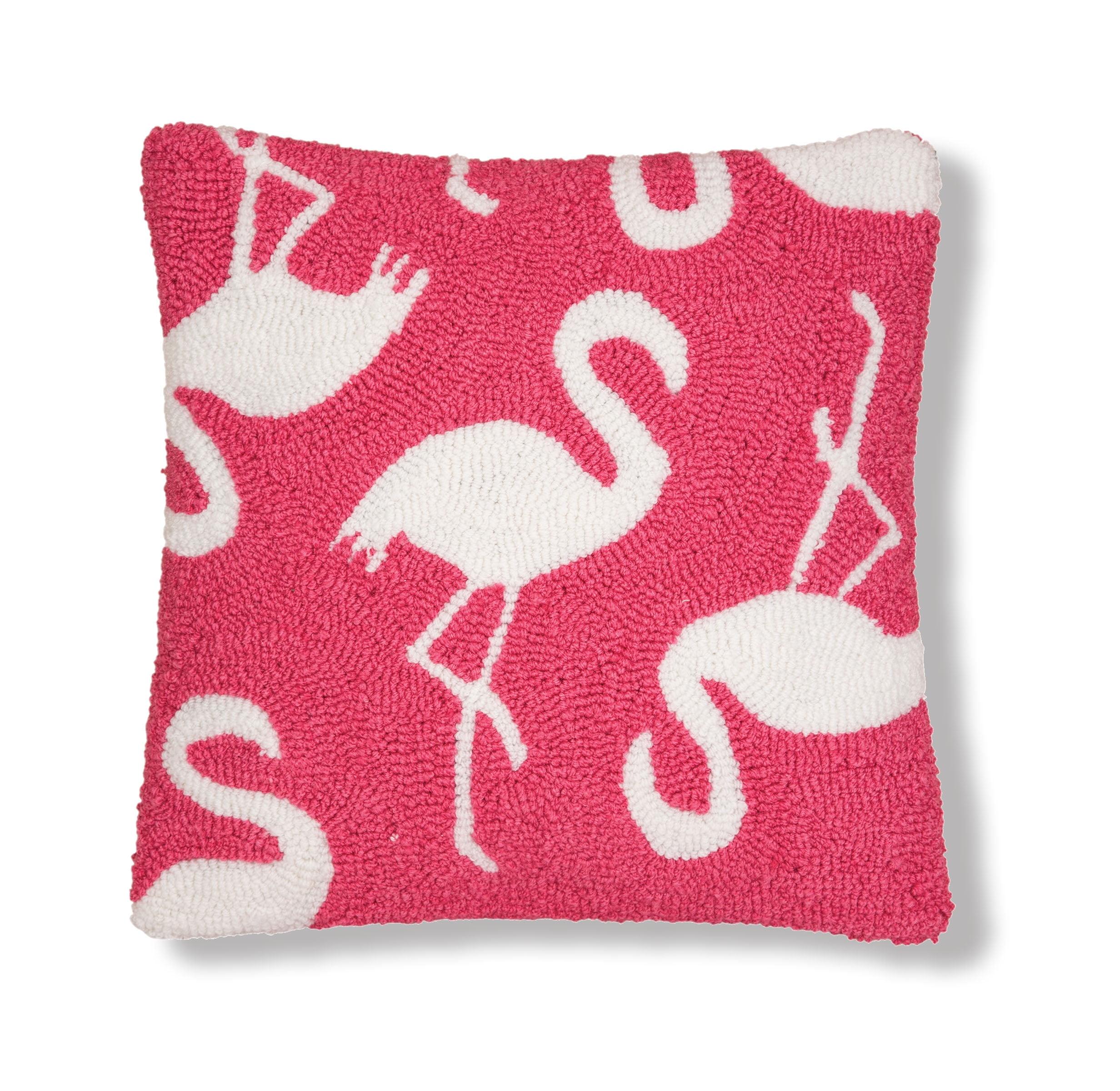 C&F Home 15" x 15" Beachy Flamingo Hooked Throw Pillow