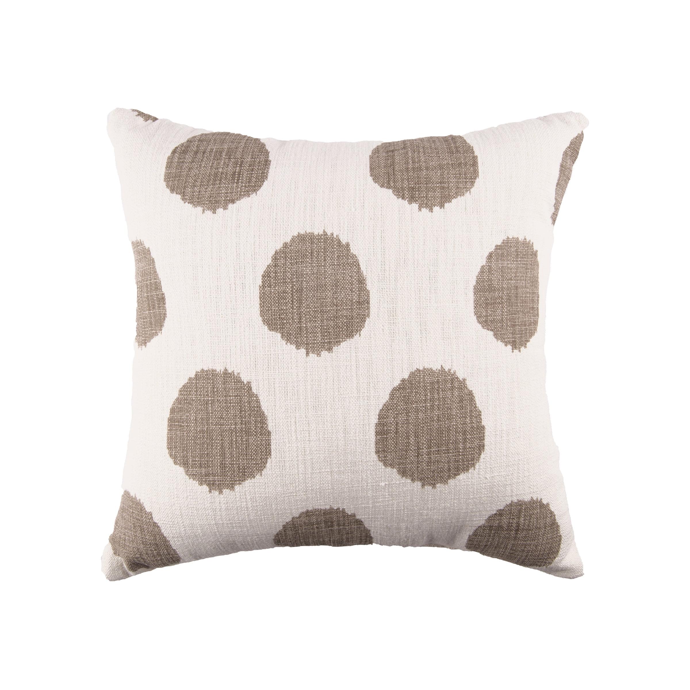 18" x 18" Polka Dot White & Dune Tan Cotton Decor Accent Throw Pillow