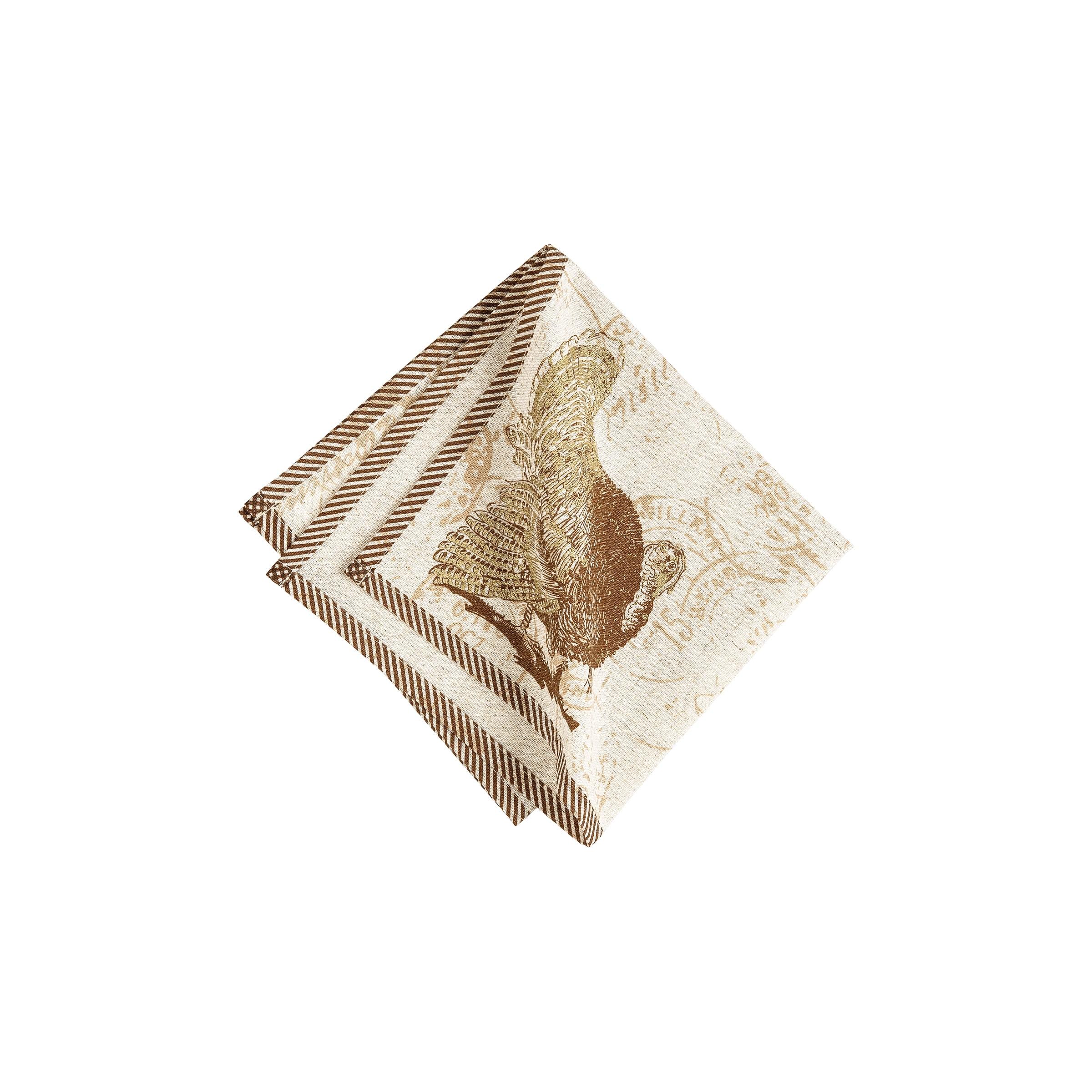 C&F Home Turkey Elegant Printed Rustic Thanksgiving Rustic Thanksgiving Napkin Set of 6