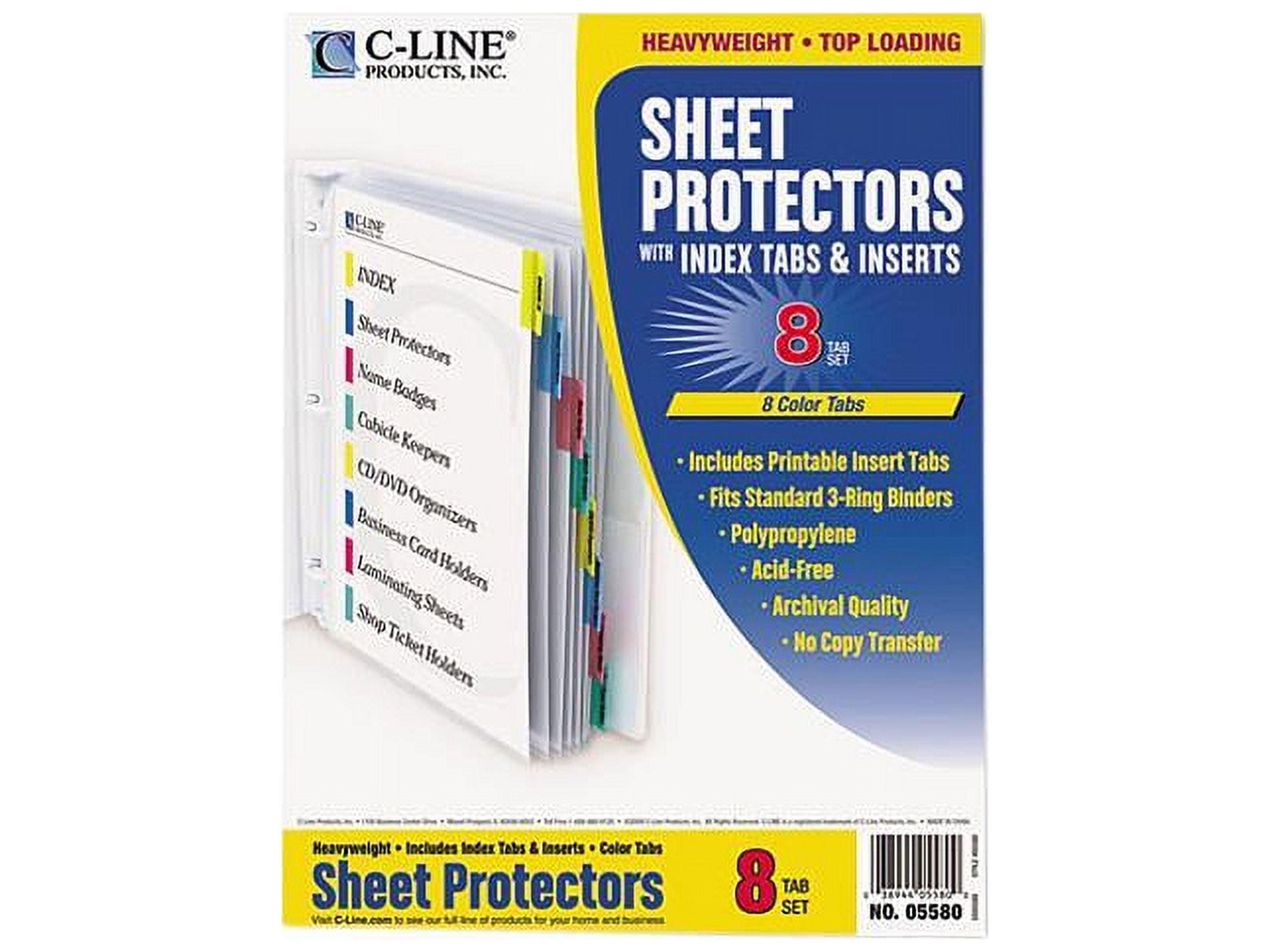 C-Line Sheet Protectors with Index Tabs Assorted Color Tabs 2" 11 x 8 1/2 8/ST 05580