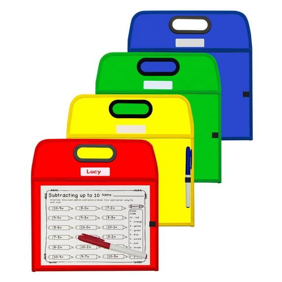 C-Line® Portable Dry Erase Pockets - Study Aid, Assorted Primary Colors, 10 x 13, 1/EA