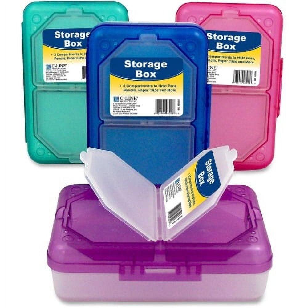 C-Line® Storage Box, 3 Compartments, Assorted Colors