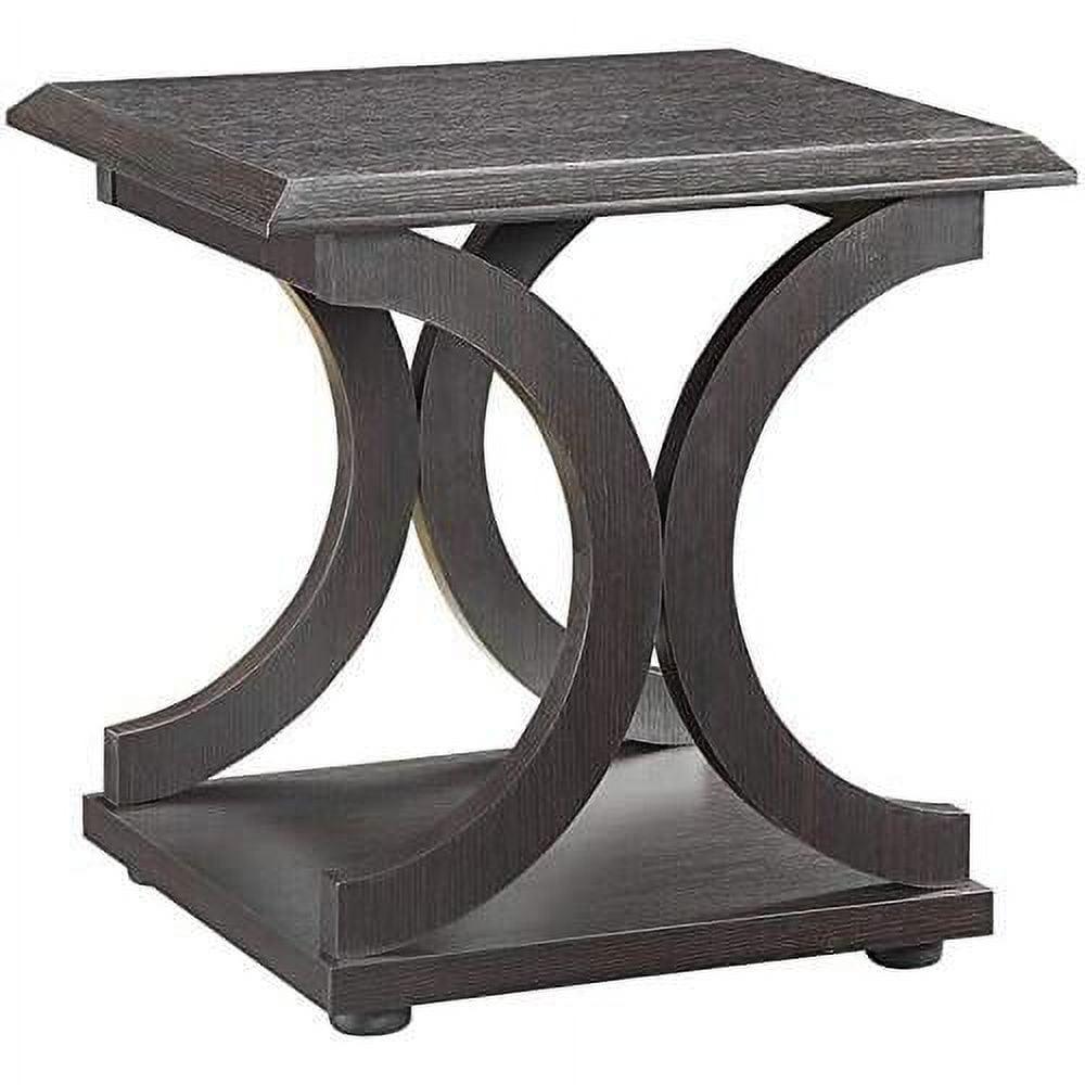 Transitional Black Wood Rectangular End Table with Shelf